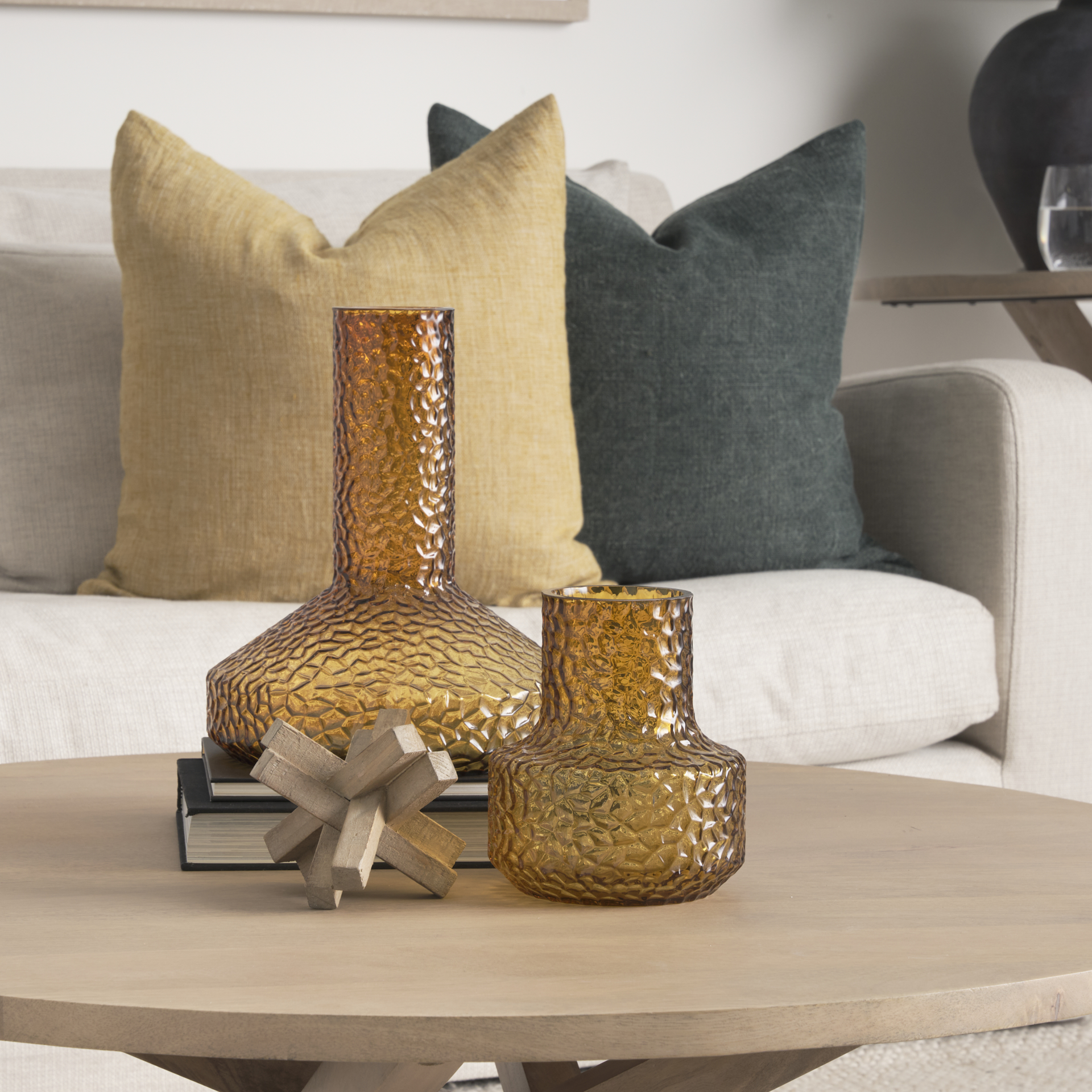 jolene short amber glass vase
