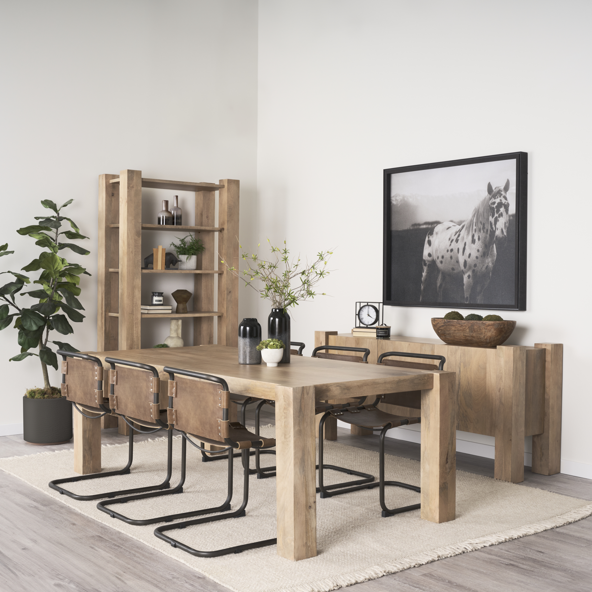 beth light brown wood rectangular dining table