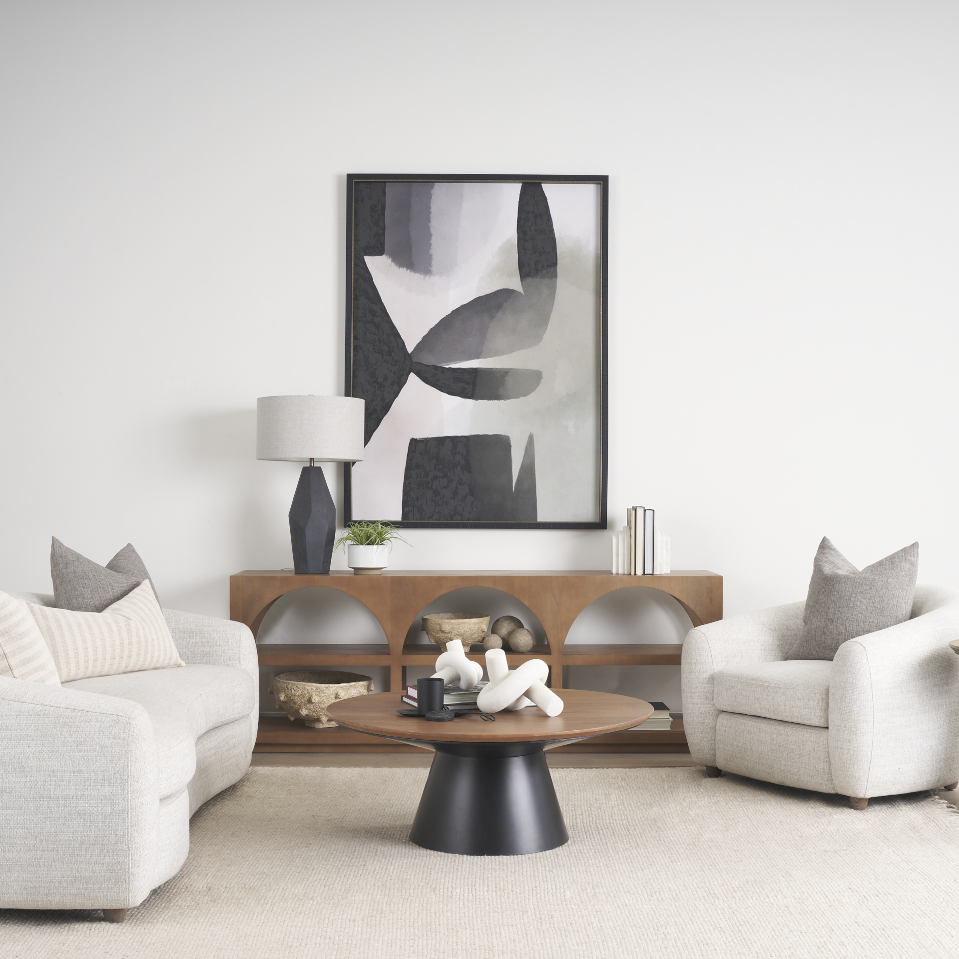 bela large arched console table medium brown wood