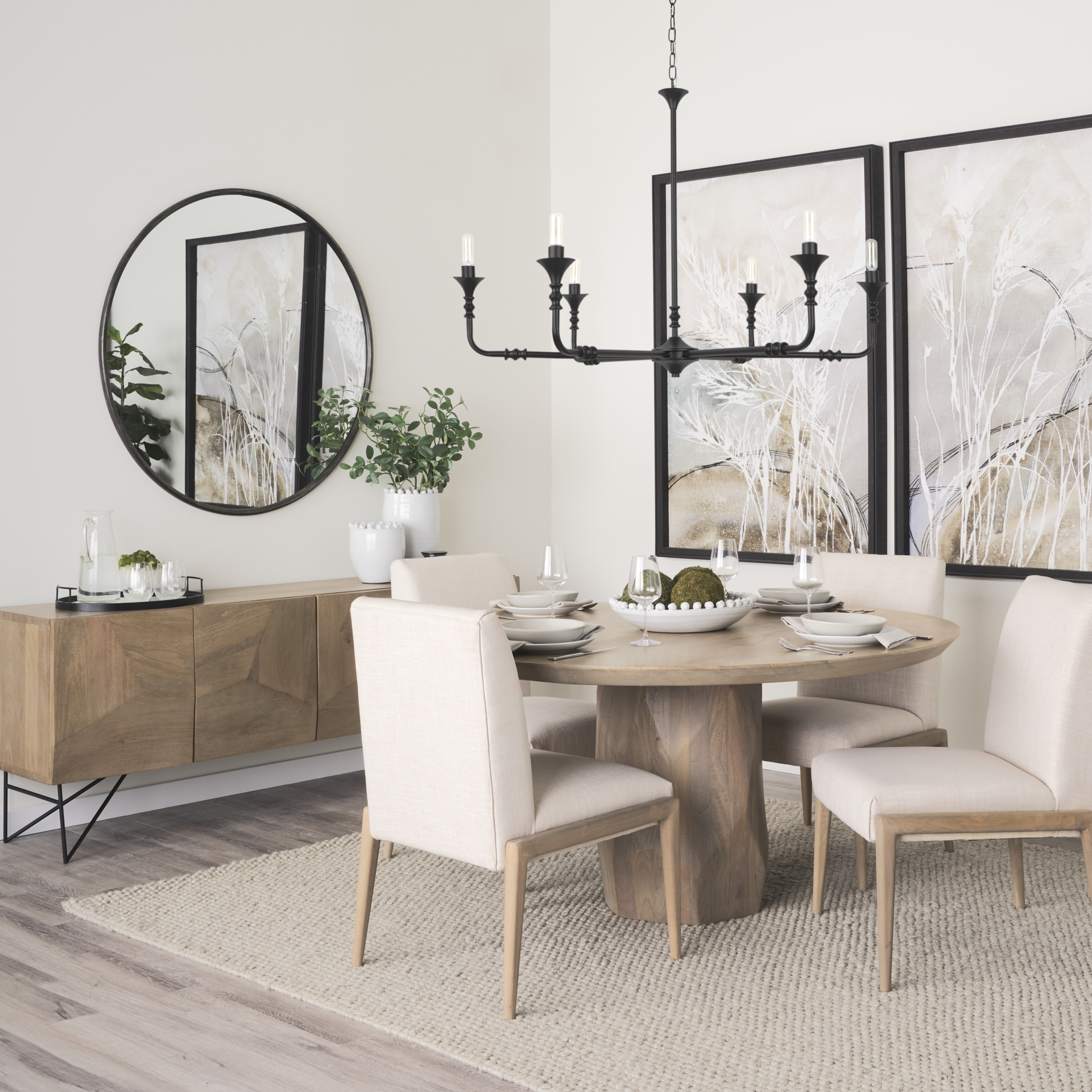 palisades cream upholstery w/ solid wood armless dining chair