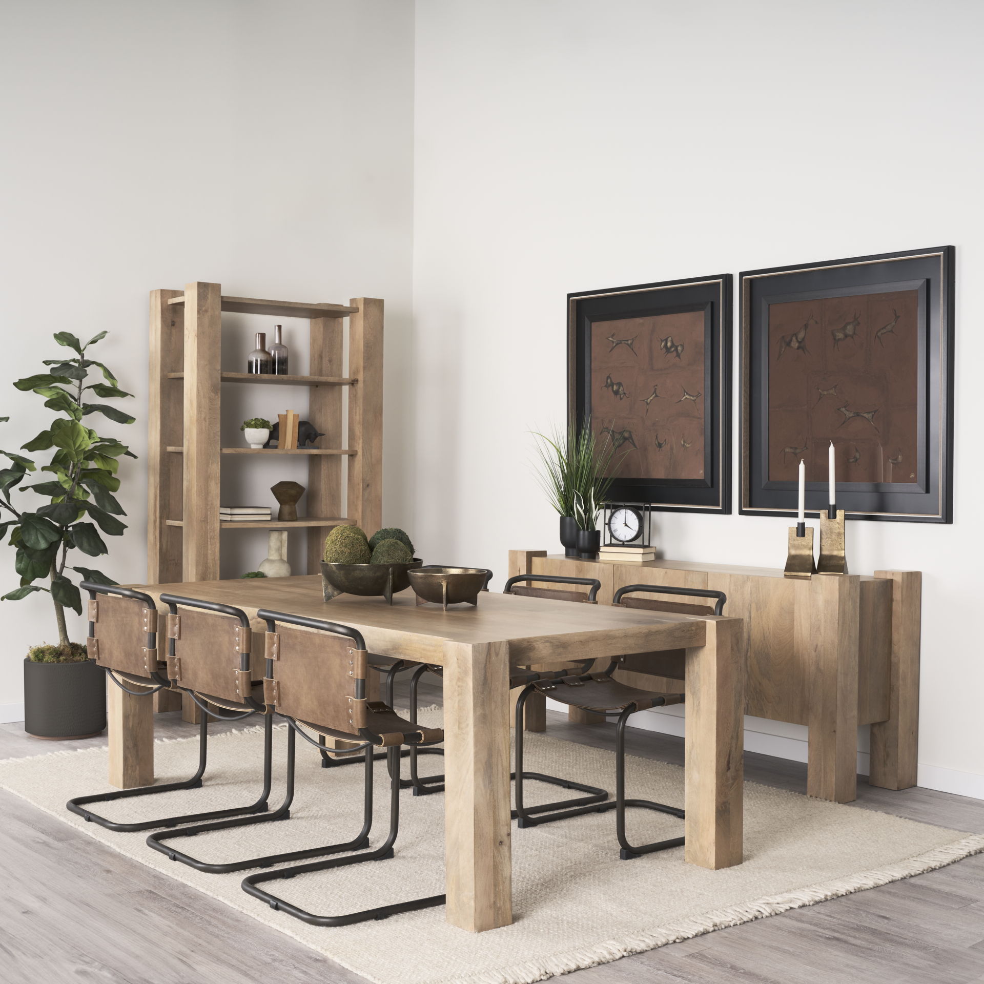 beth light brown wood w/ 3 doors sideboard