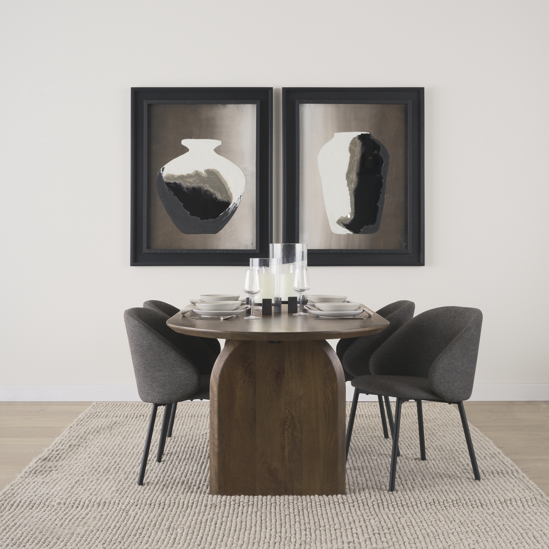 shannon dining chair w/ gray fabric & matte black metal