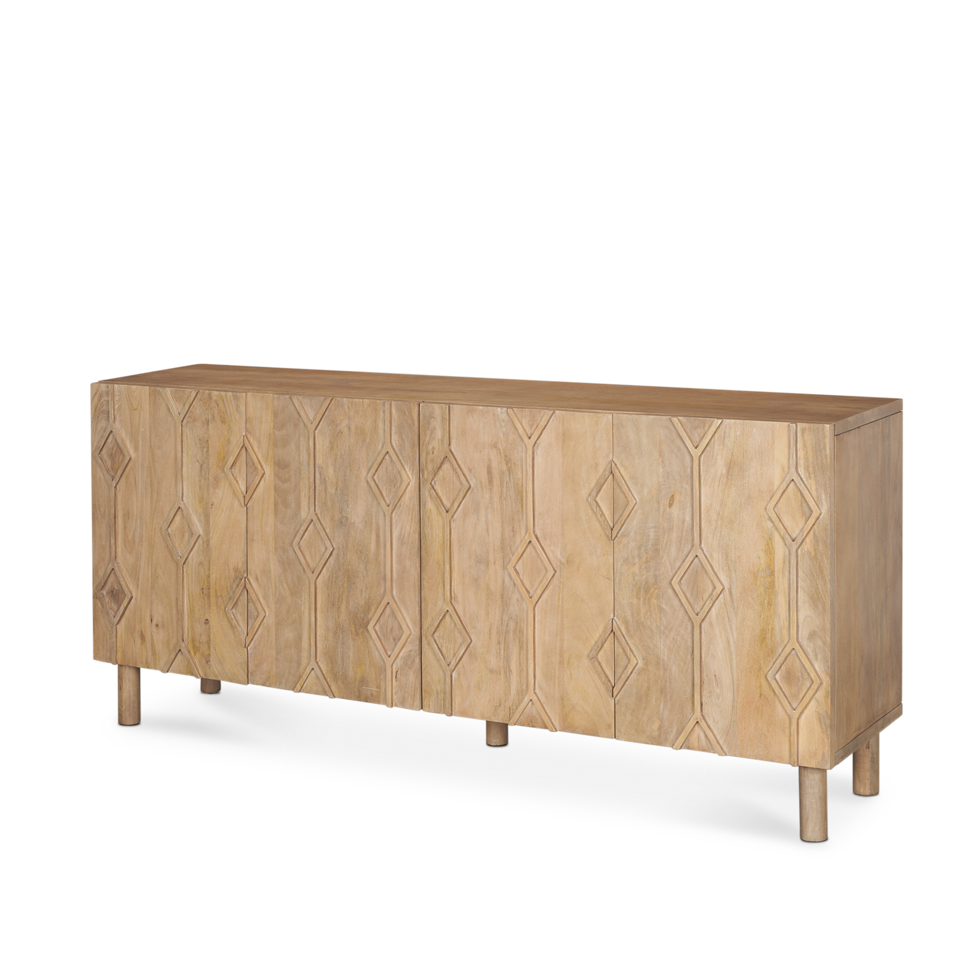 heera light brown diamond w/ shelf motif sideboard