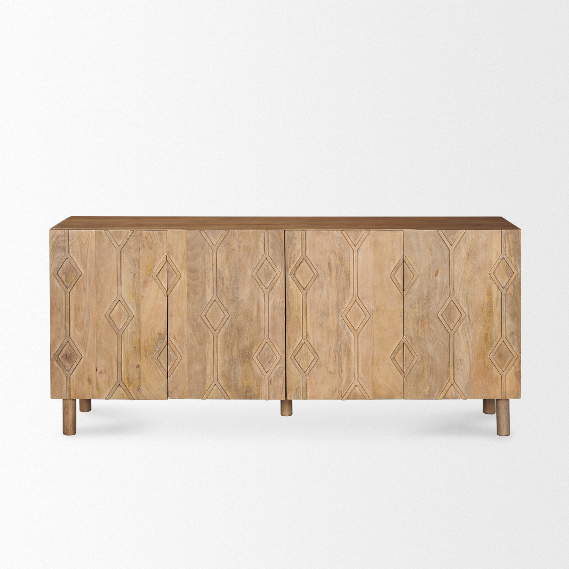 heera light brown diamond w/ shelf motif sideboard