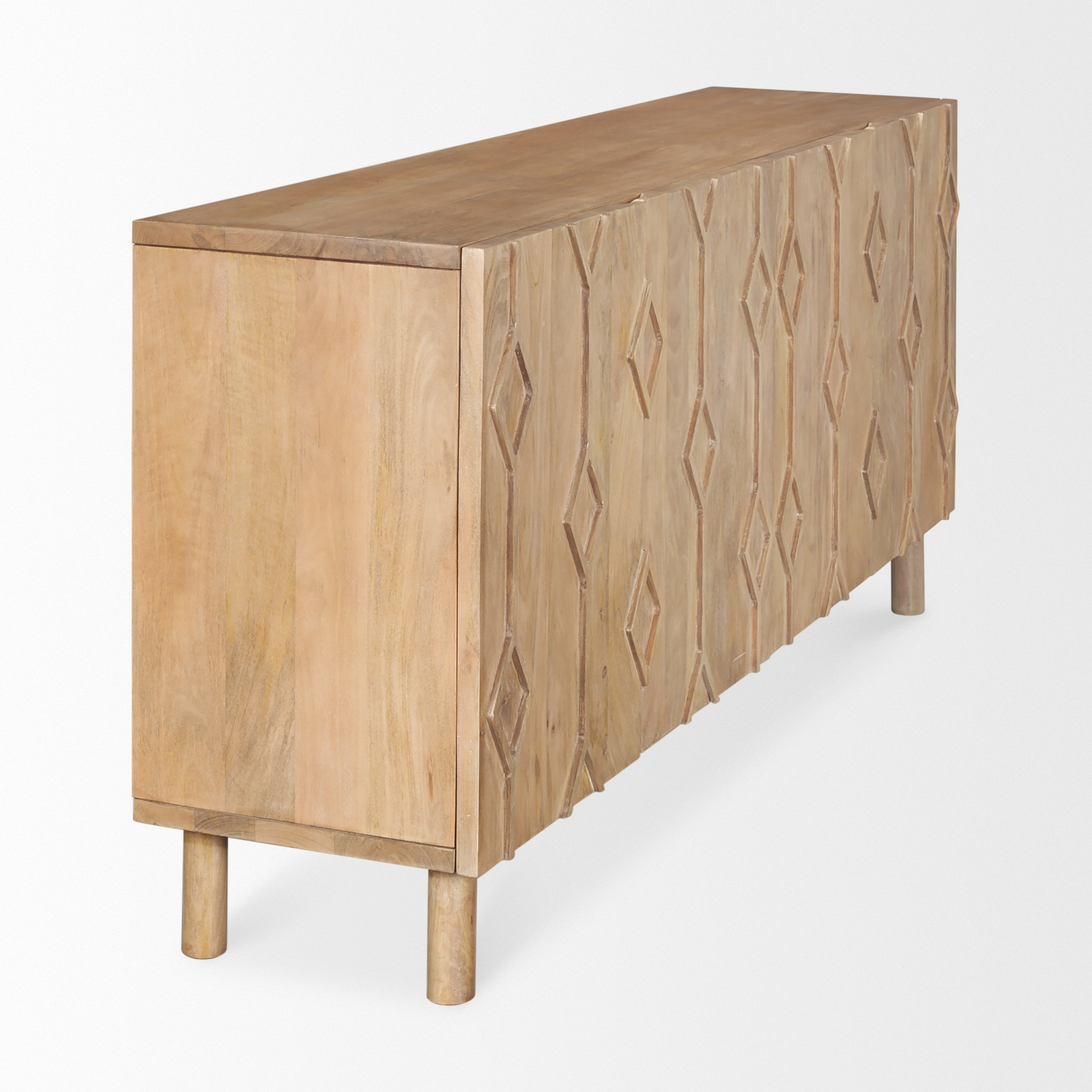 heera light brown diamond w/ shelf motif sideboard
