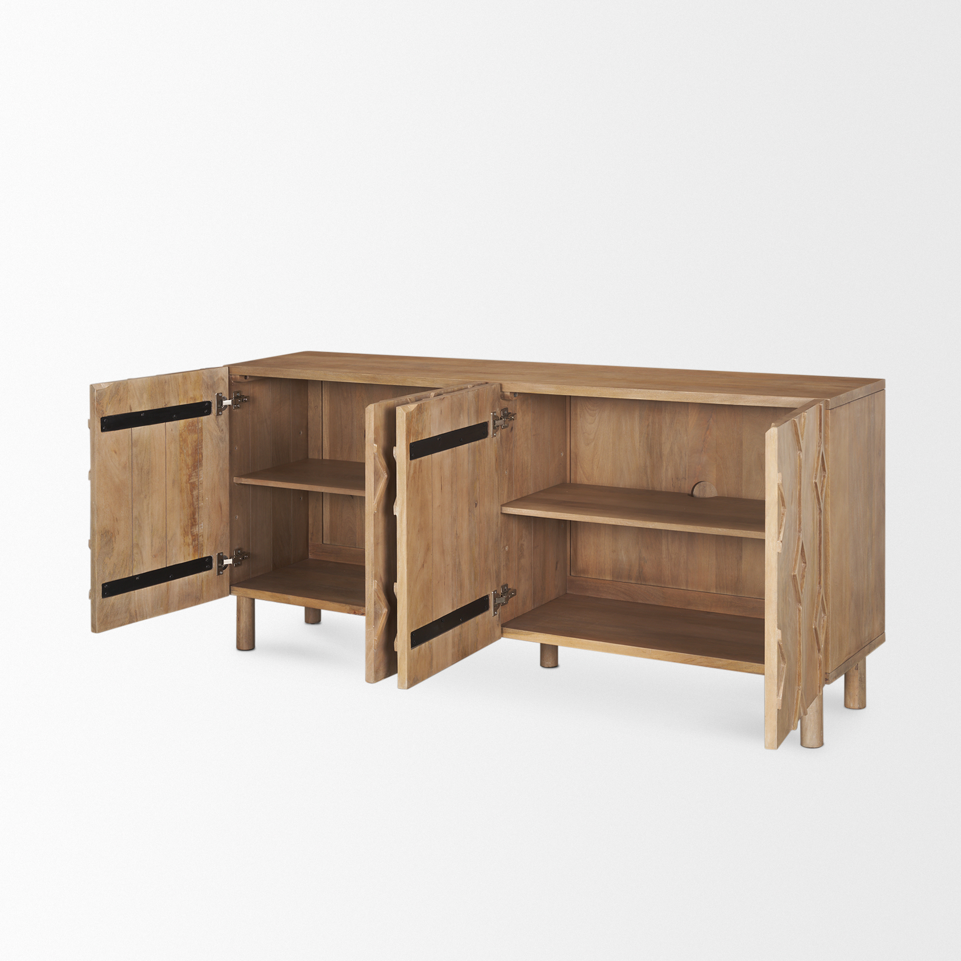 heera light brown diamond w/ shelf motif sideboard