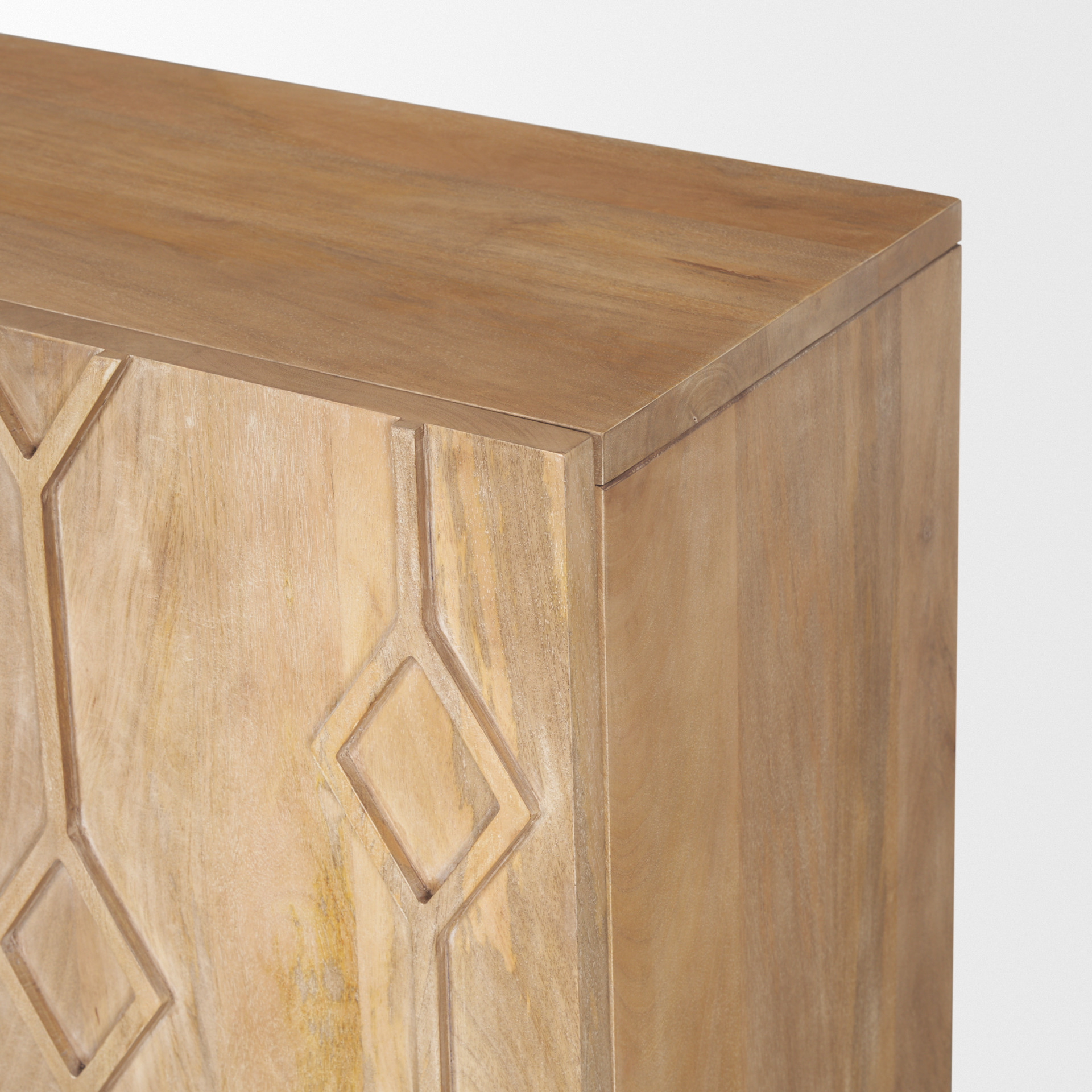 heera light brown diamond w/ shelf motif sideboard