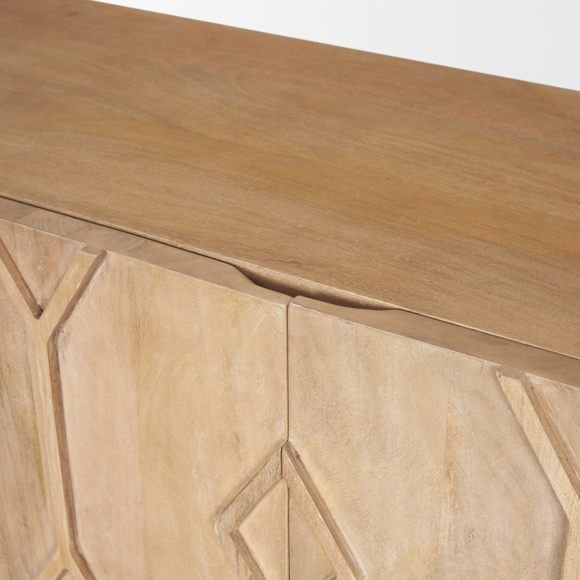 heera light brown diamond w/ shelf motif sideboard