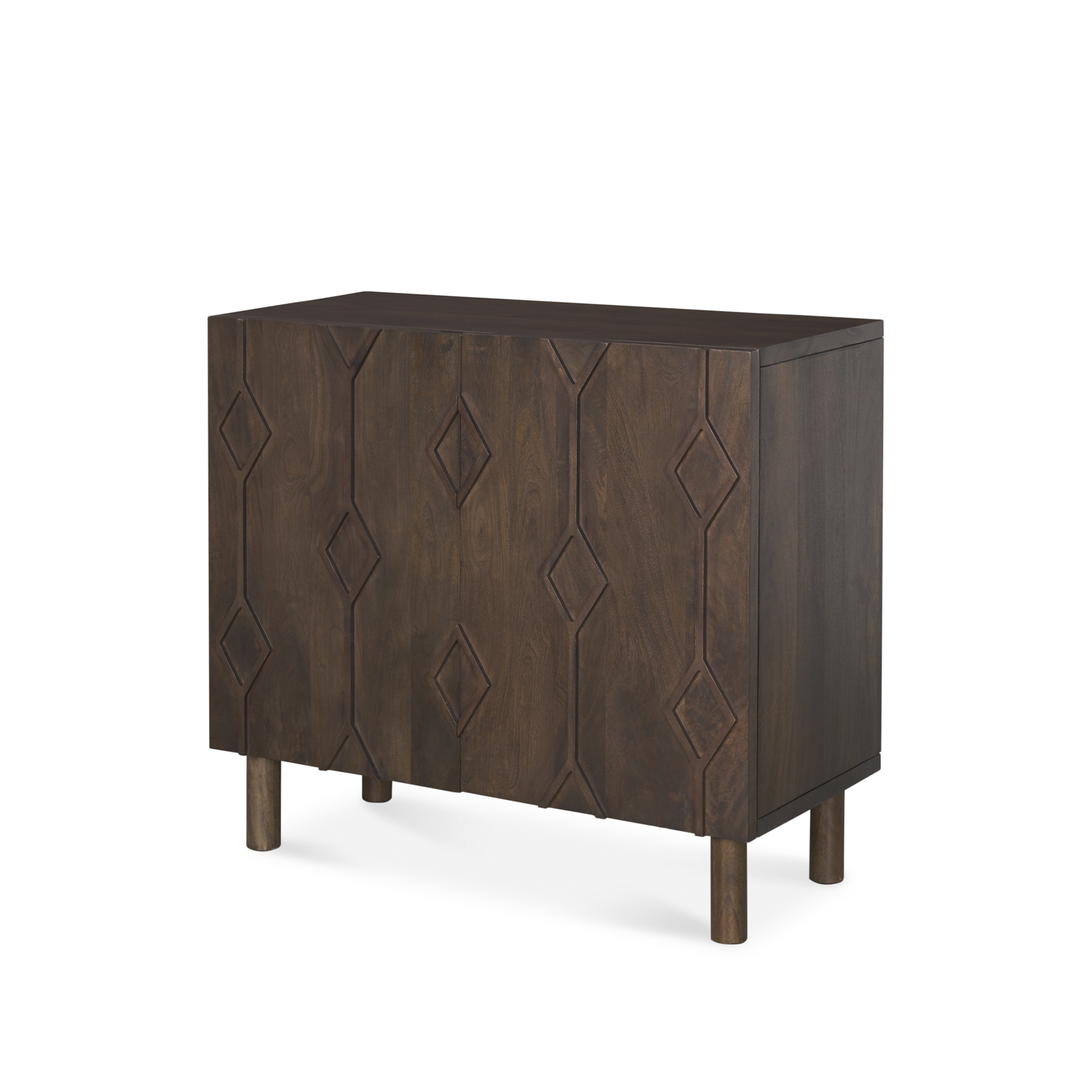 heera dark brown diamond motif w/ shelf accent cabinet