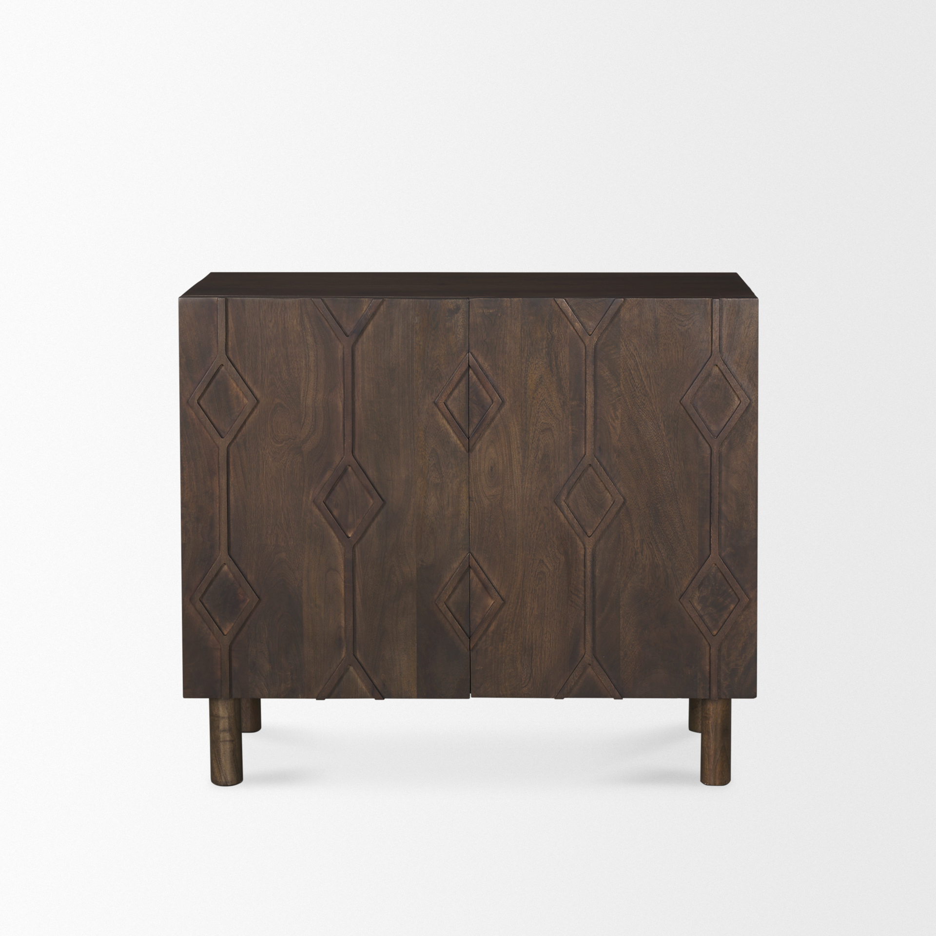 heera dark brown diamond motif w/ shelf accent cabinet