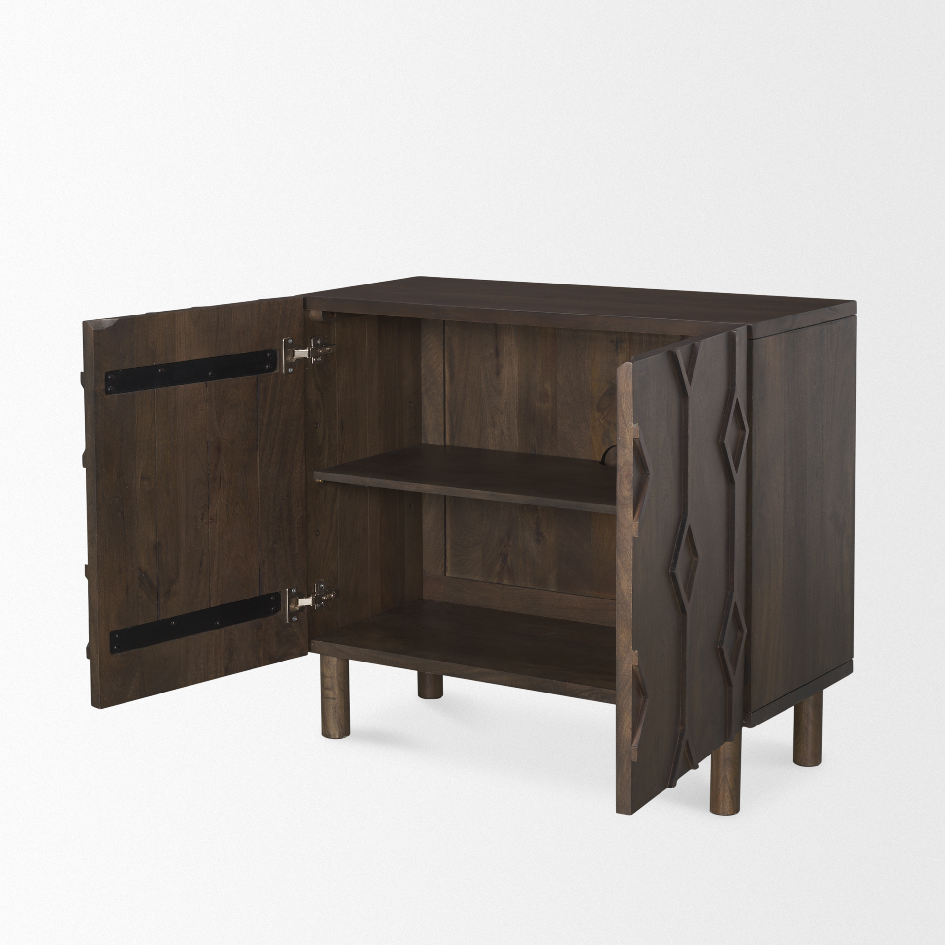 heera dark brown diamond motif w/ shelf accent cabinet
