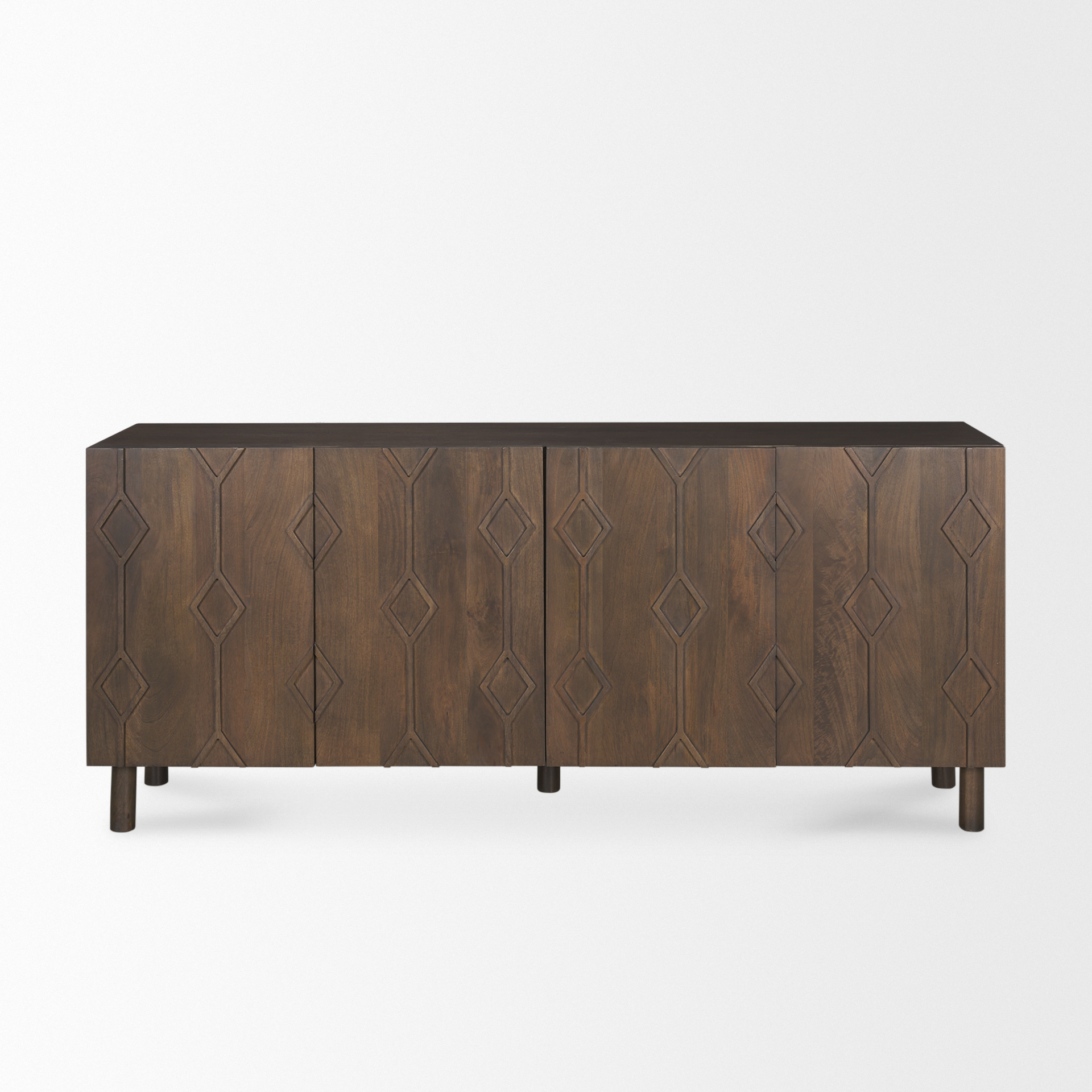 heera dark brown diamond motif w/ shelf sideboard