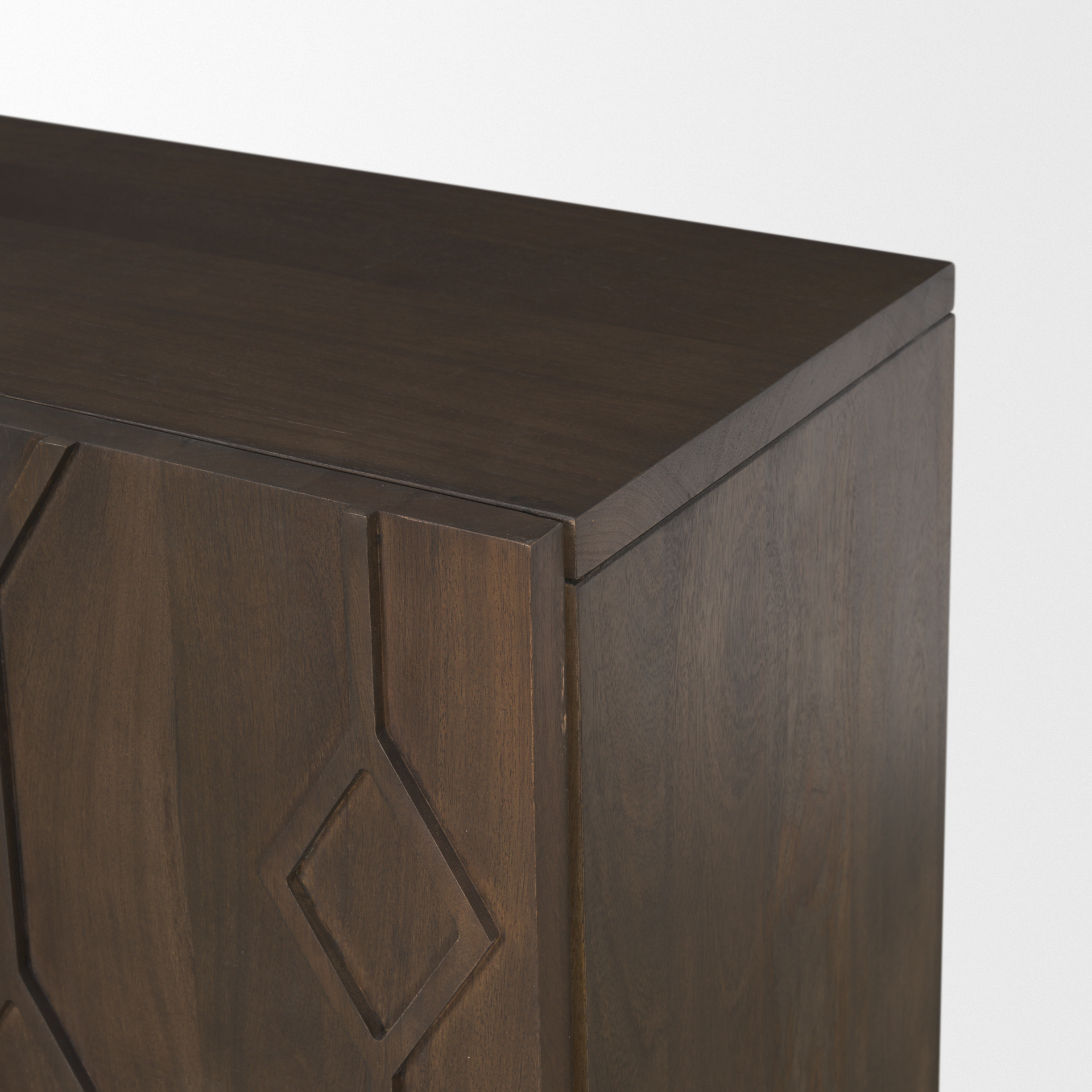 heera dark brown diamond motif w/ shelf sideboard