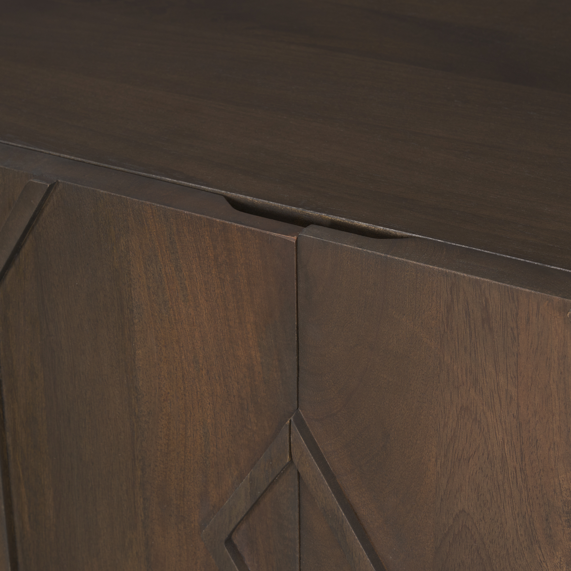 heera dark brown diamond motif w/ shelf sideboard