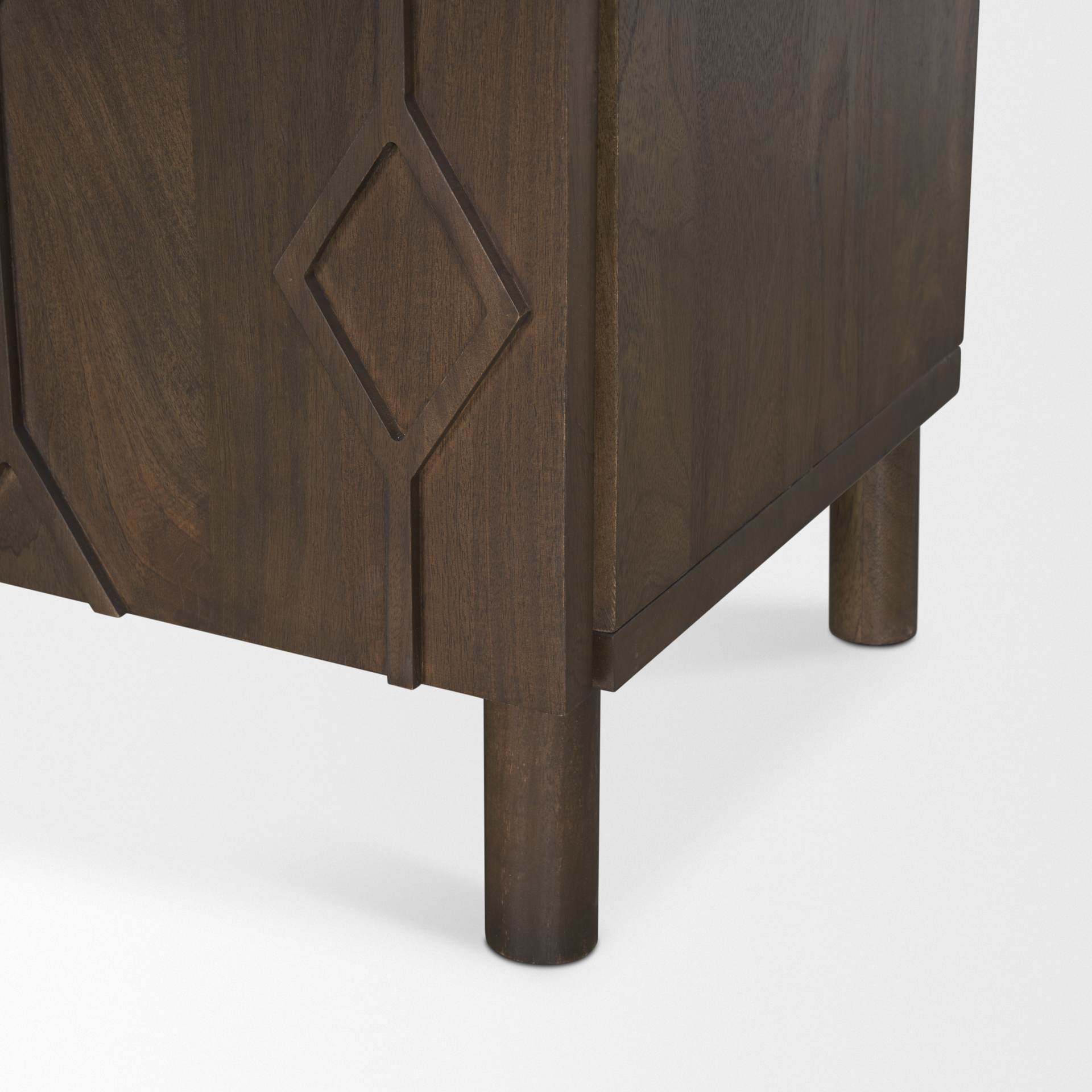 heera dark brown diamond motif w/ shelf sideboard
