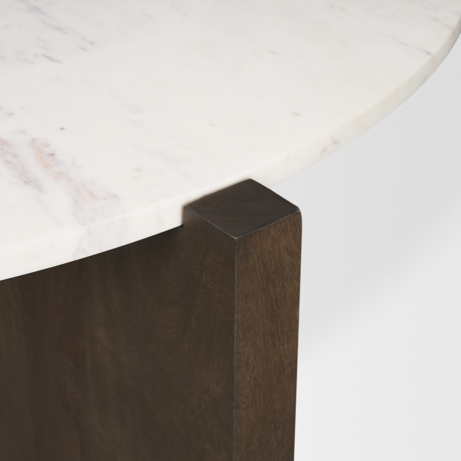bianca dark brown wood w/ marble round top coffee table