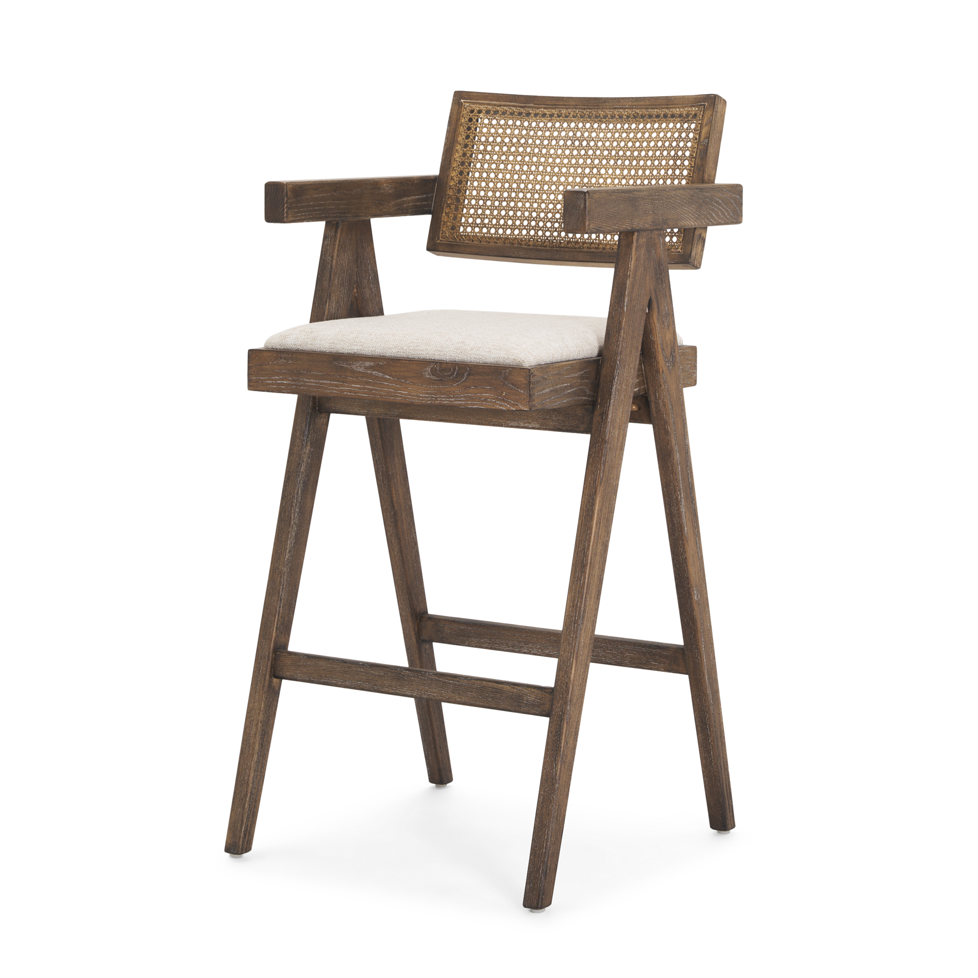 indie medium brown wood w/ cane bar stool