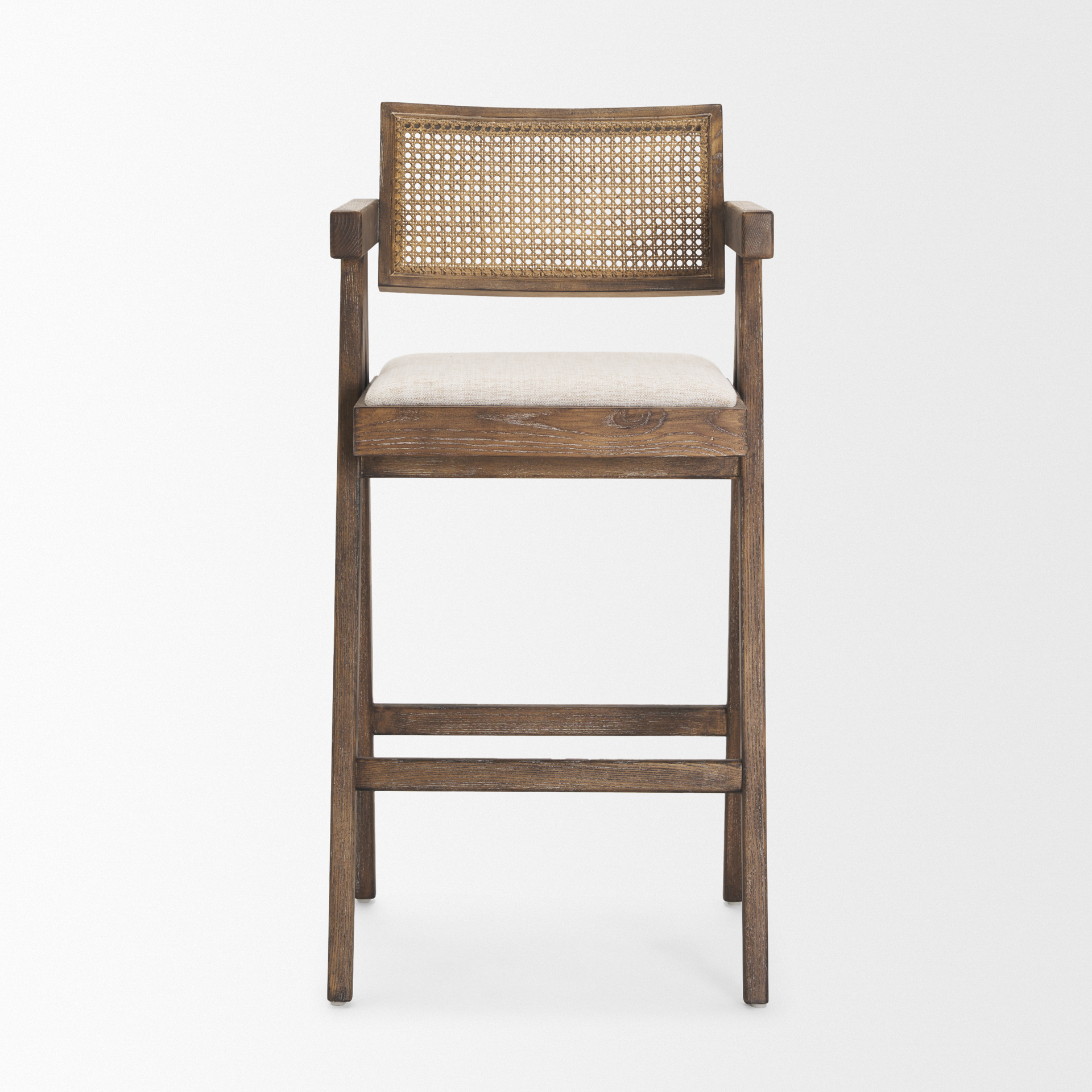 indie medium brown wood w/ cane bar stool