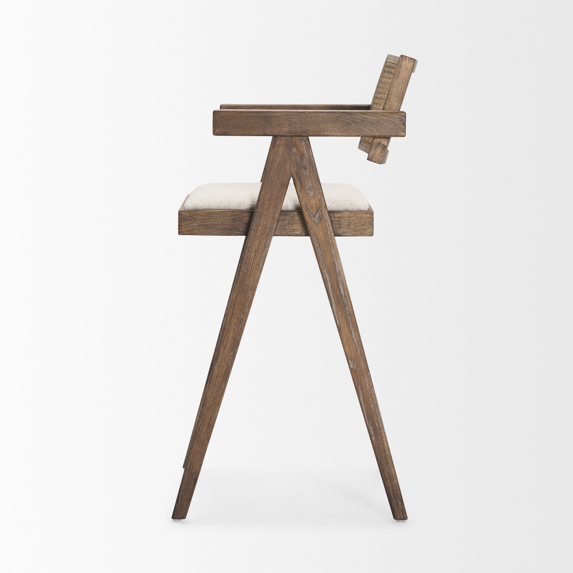 indie medium brown wood w/ cane bar stool