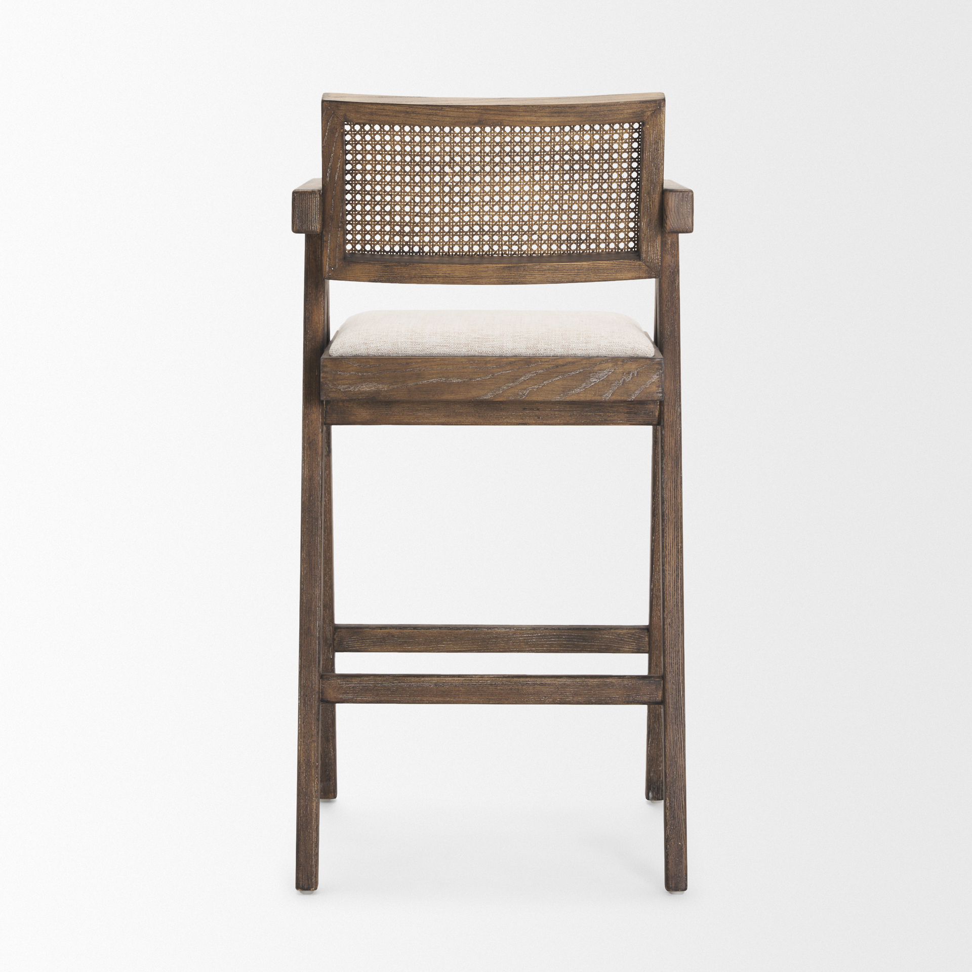 indie medium brown wood w/ cane bar stool