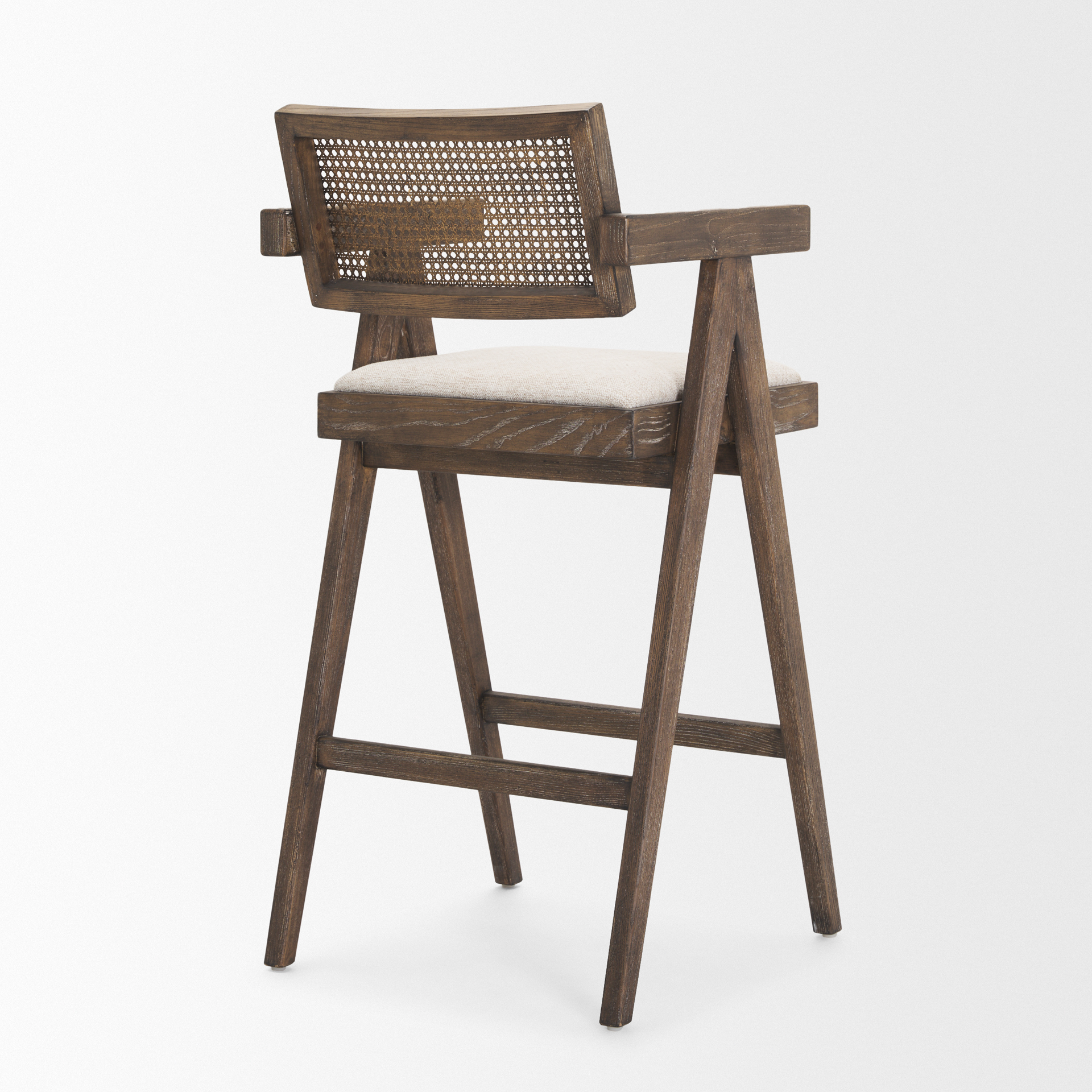 indie medium brown wood w/ cane bar stool