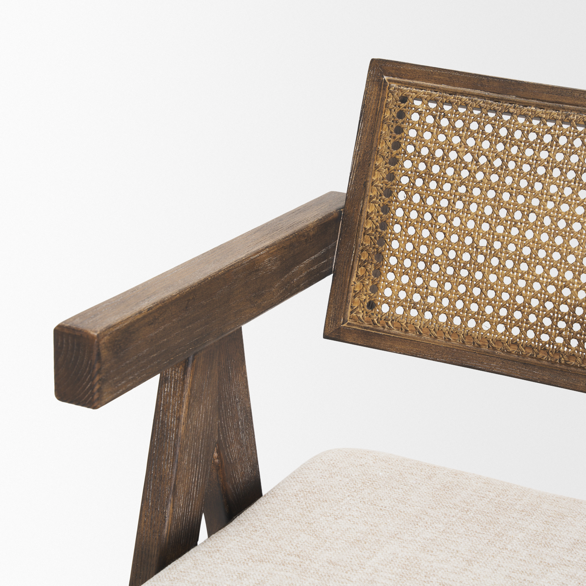 indie medium brown wood w/ cane bar stool