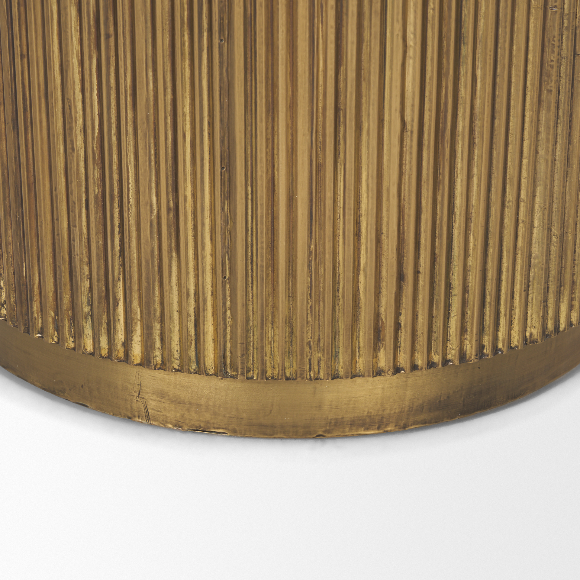 satima white marble w/ gold metal round fluted accent table