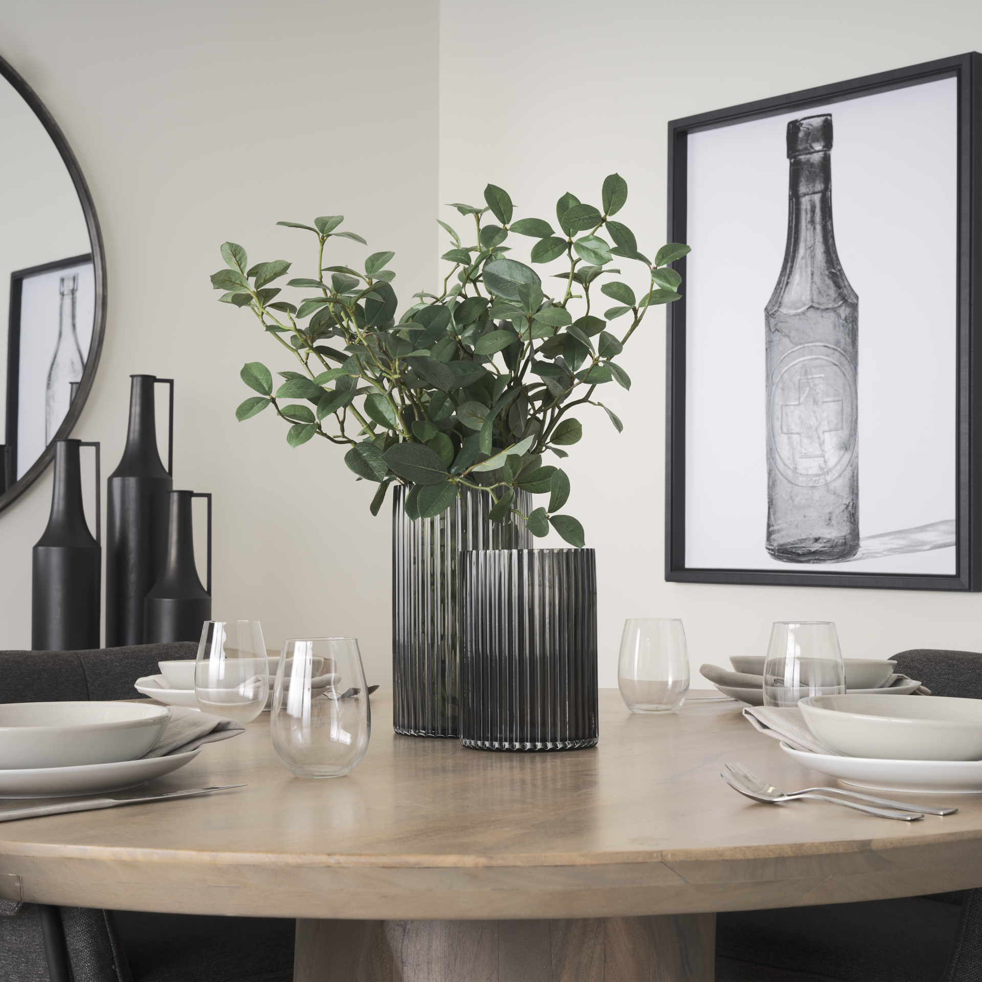 dawn short smokey black glass vase