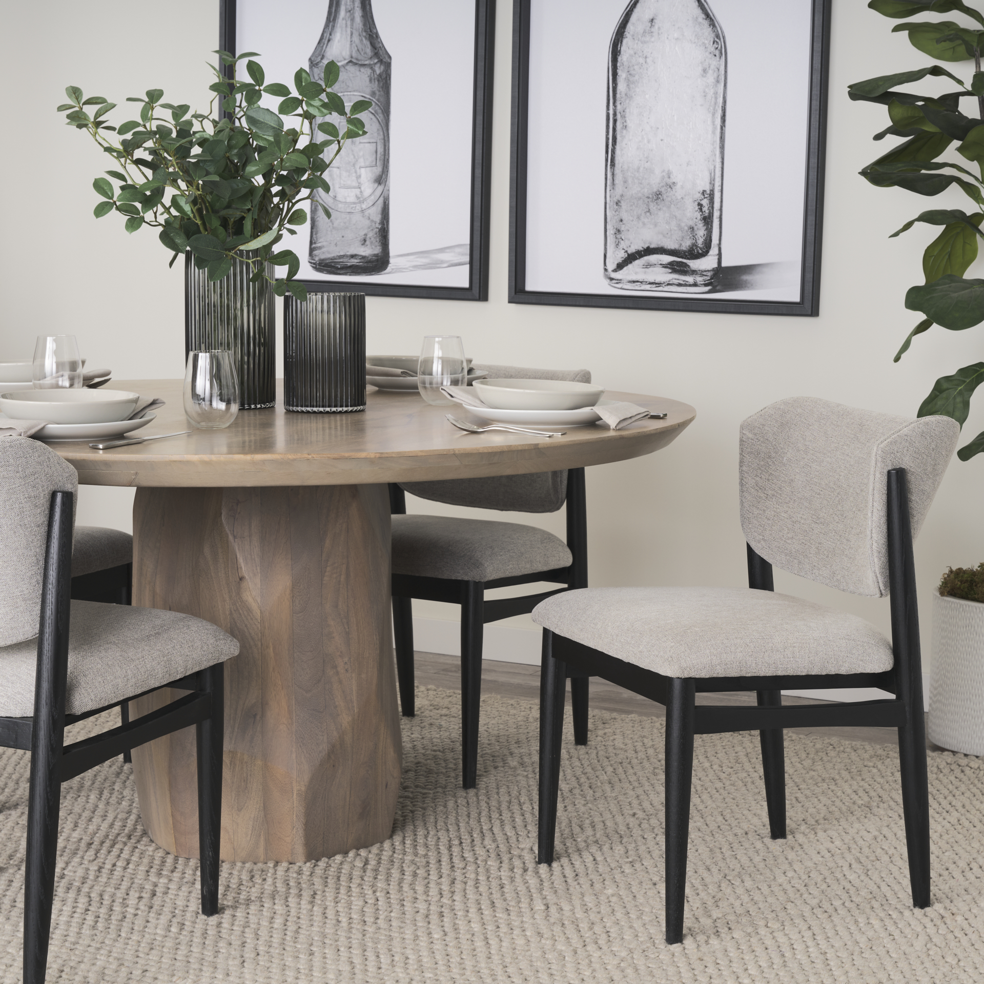 cline 20.9l x 23.0w x 31.9h gray fabric w/black wood dining chair