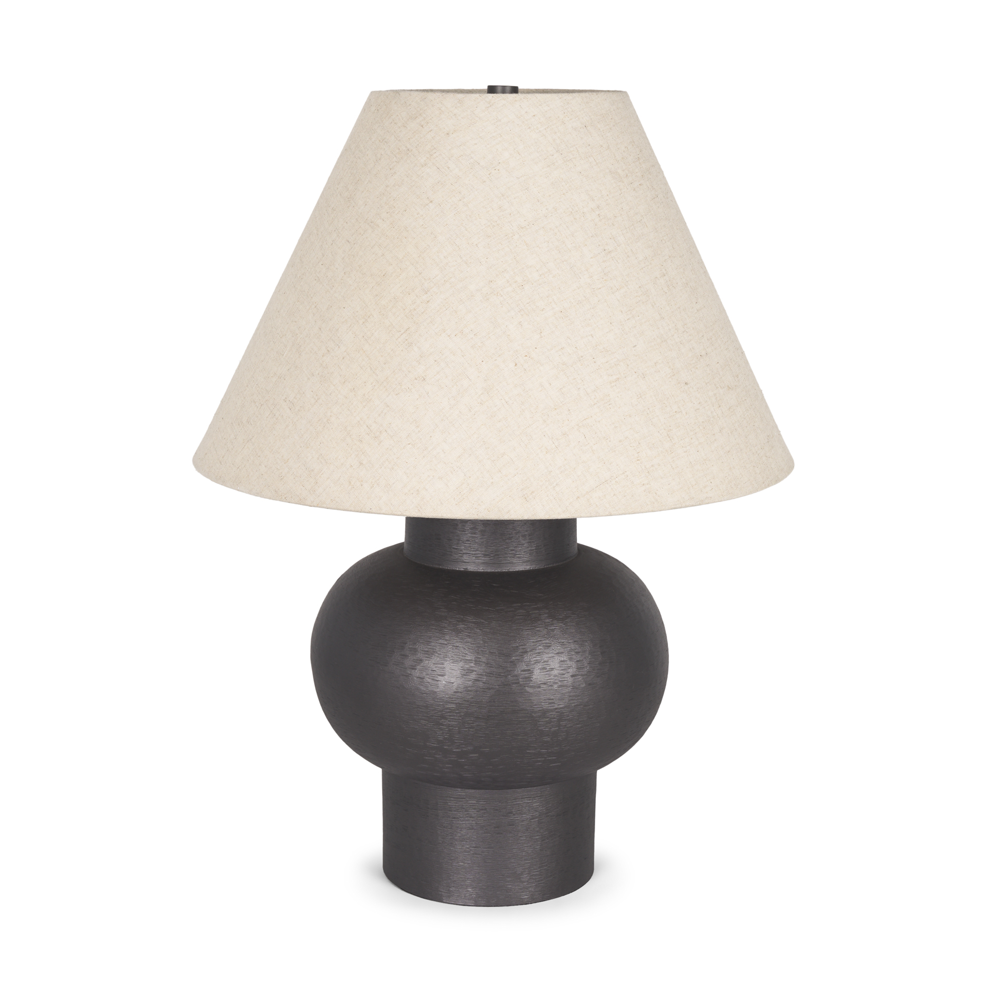 salaah black brushed metal w/ beige shade table lamp