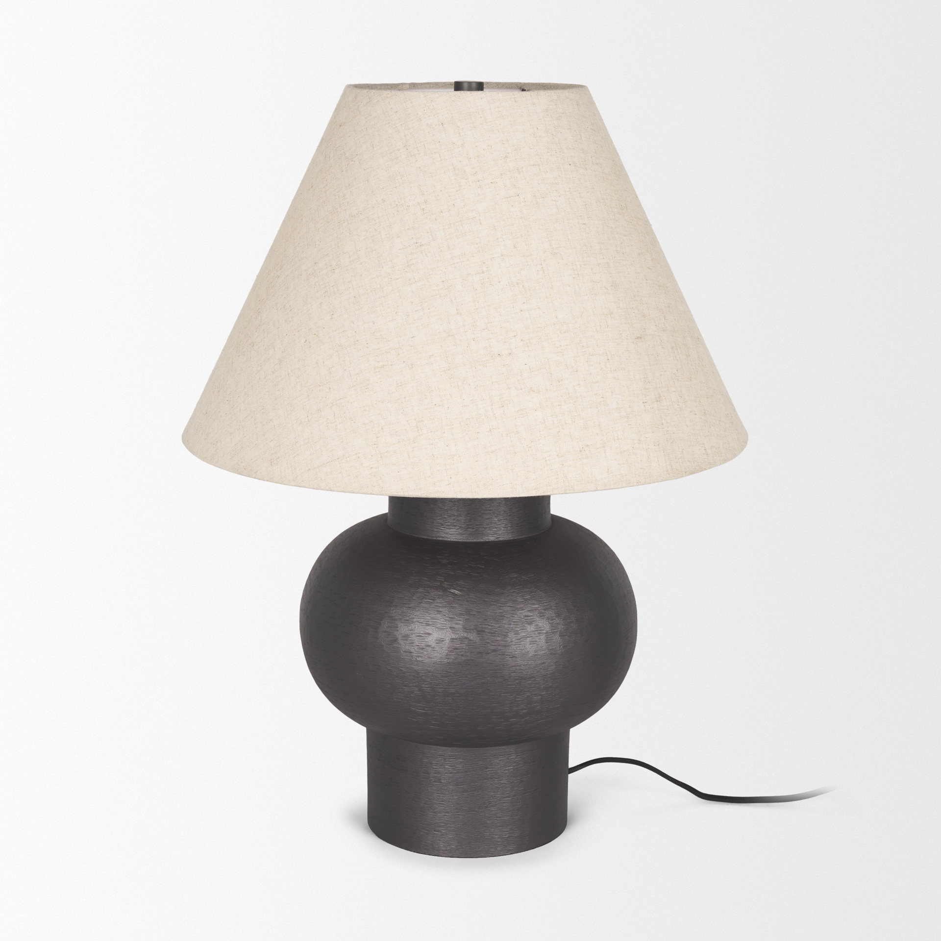 salaah black brushed metal w/ beige shade table lamp