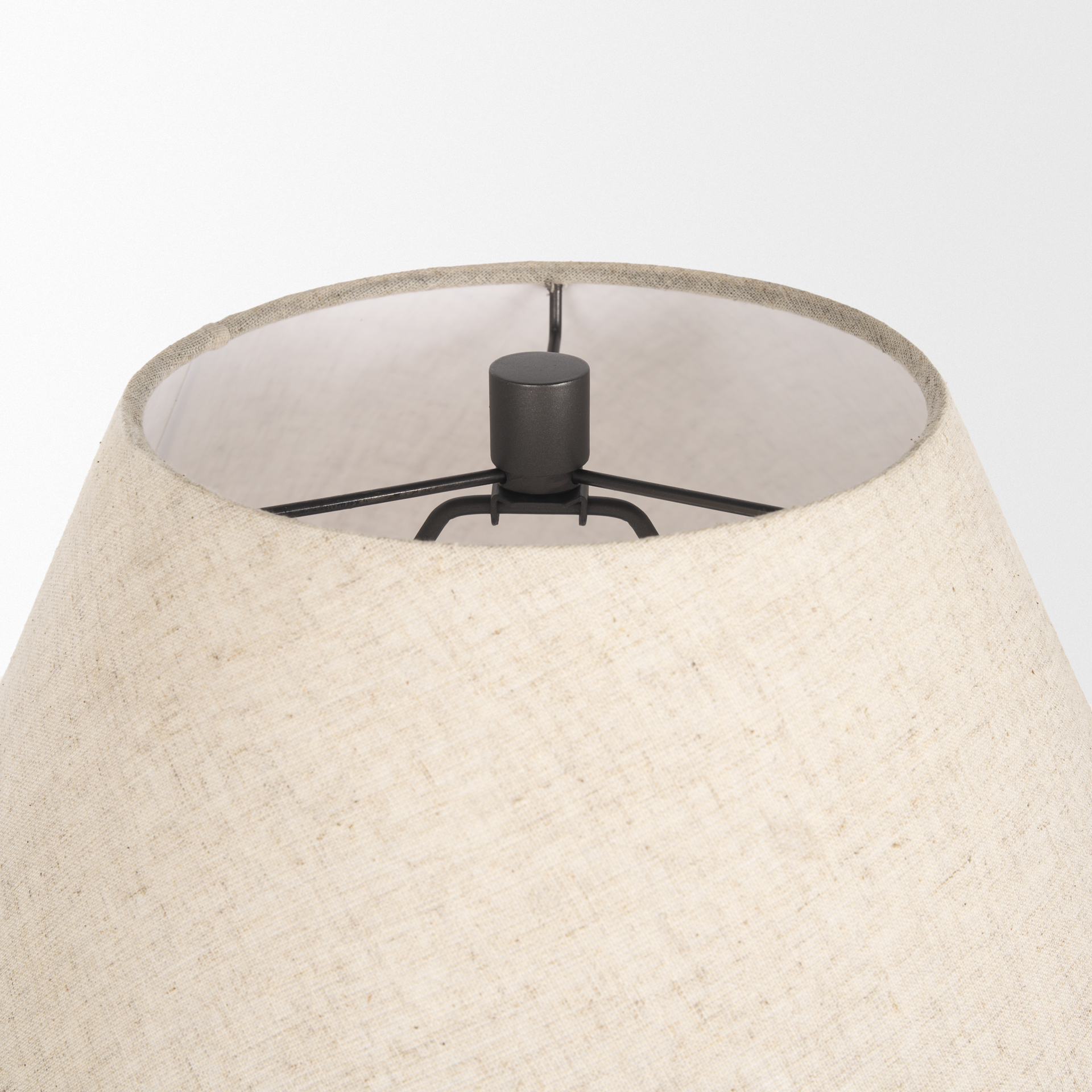 salaah black brushed metal w/ beige shade table lamp