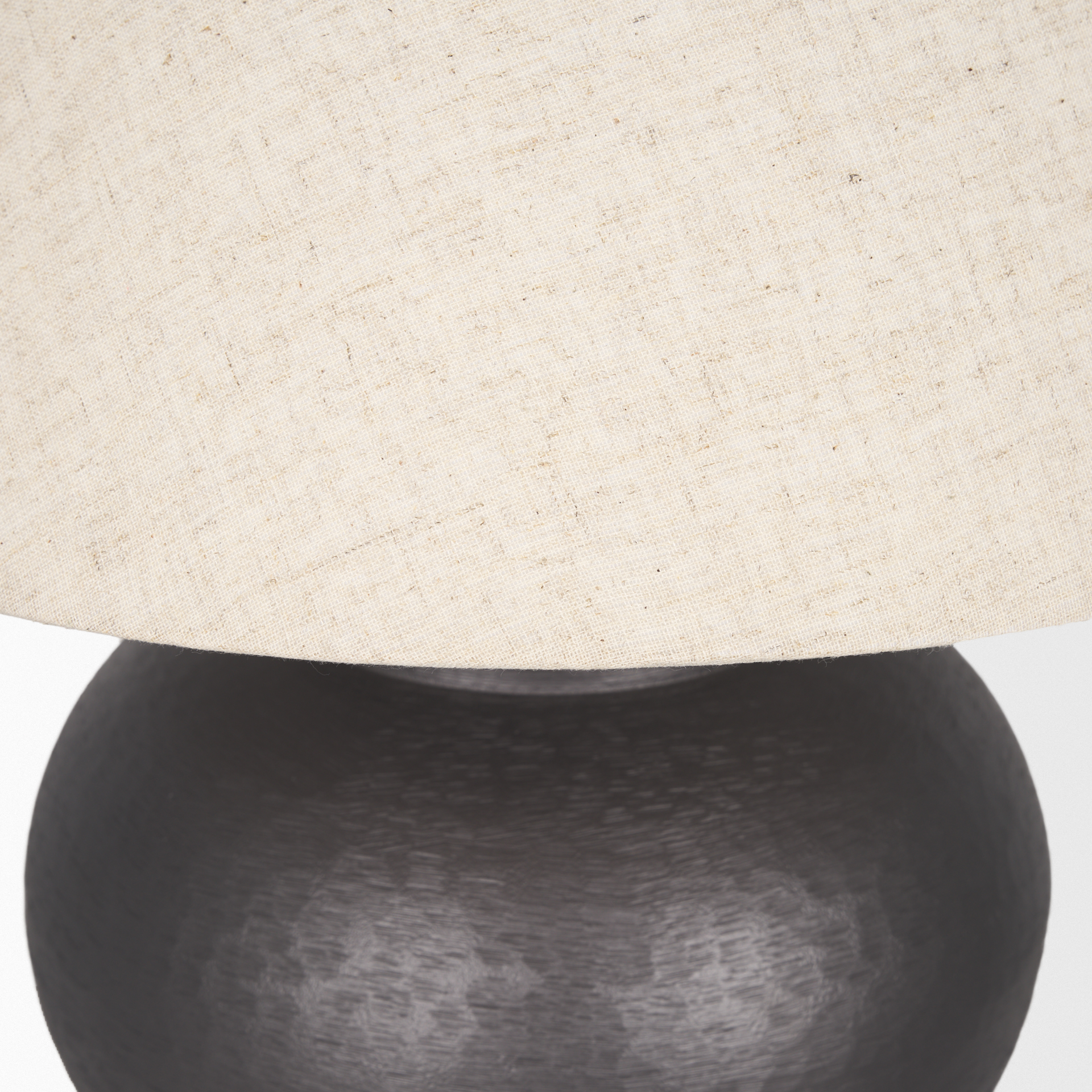salaah black brushed metal w/ beige shade table lamp