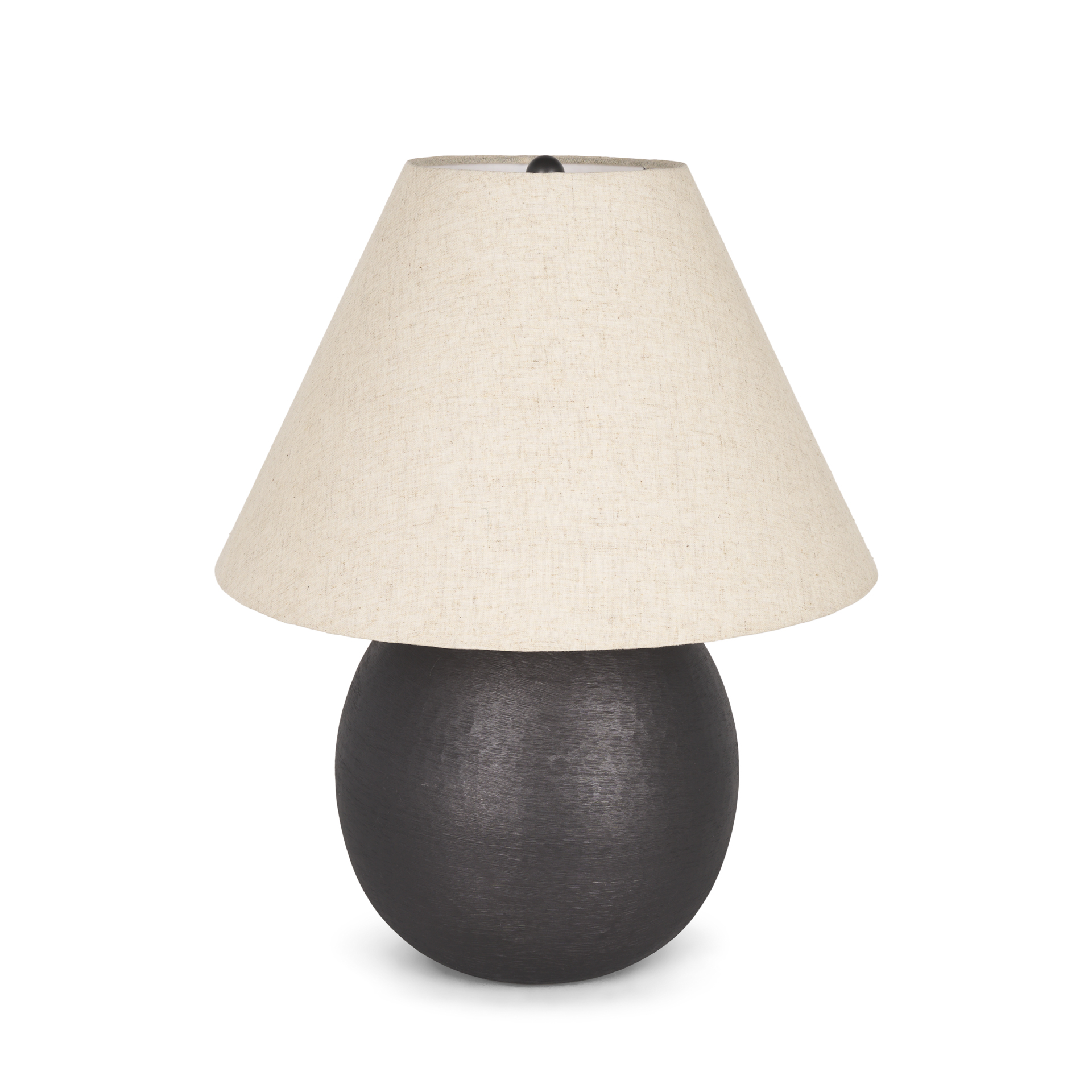 sadiyah black brushed metal w/ beige shade table lamp