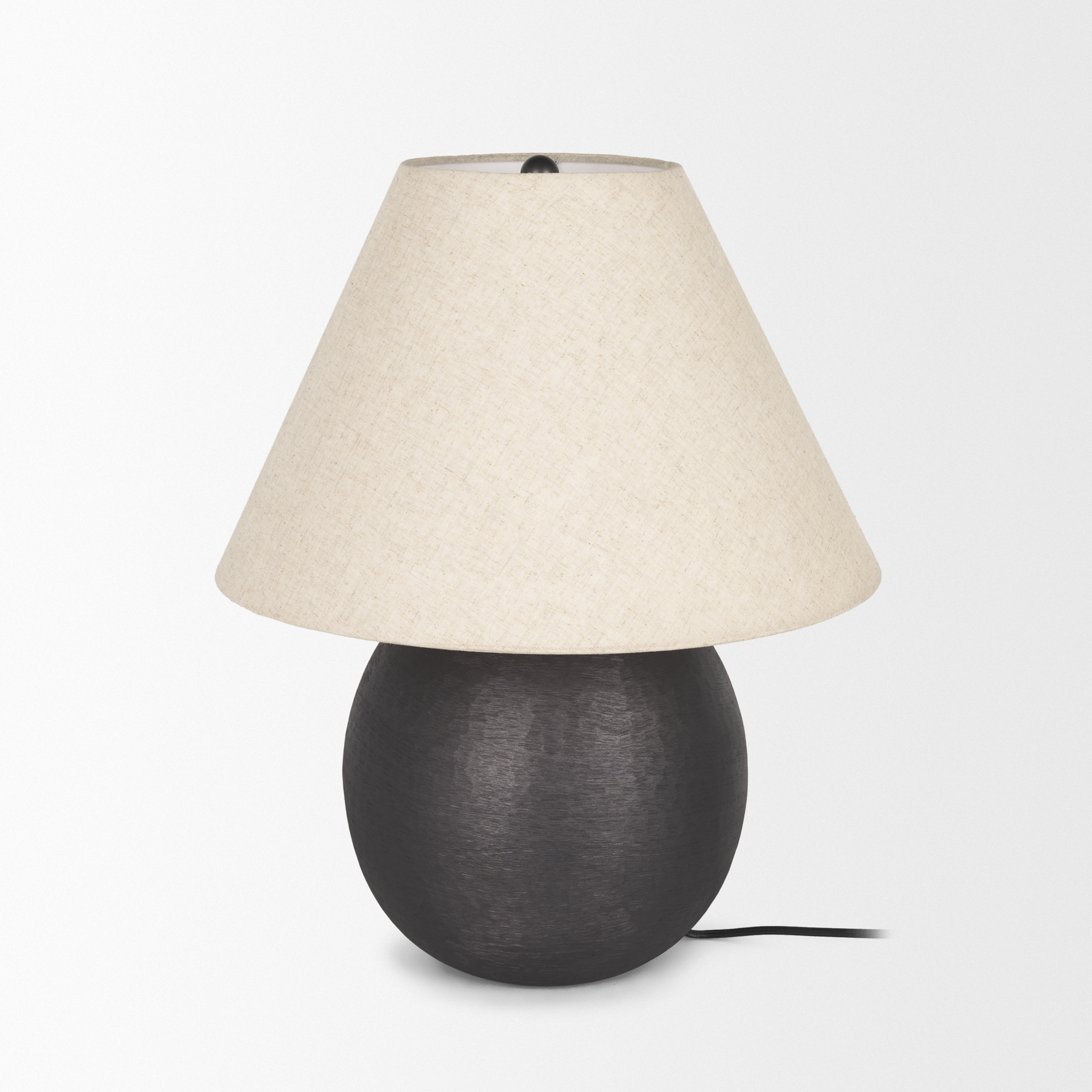 sadiyah black brushed metal w/ beige shade table lamp