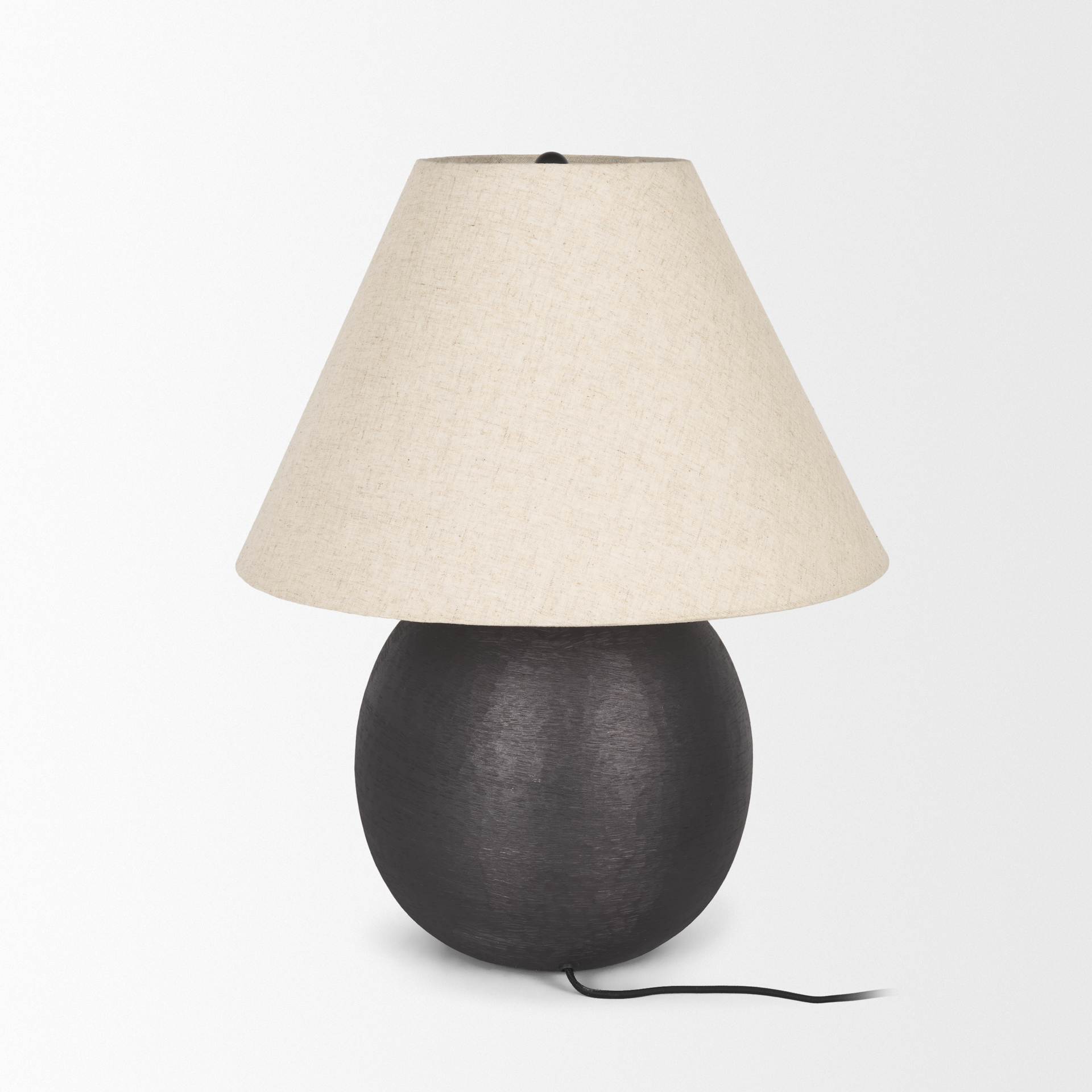 sadiyah black brushed metal w/ beige shade table lamp