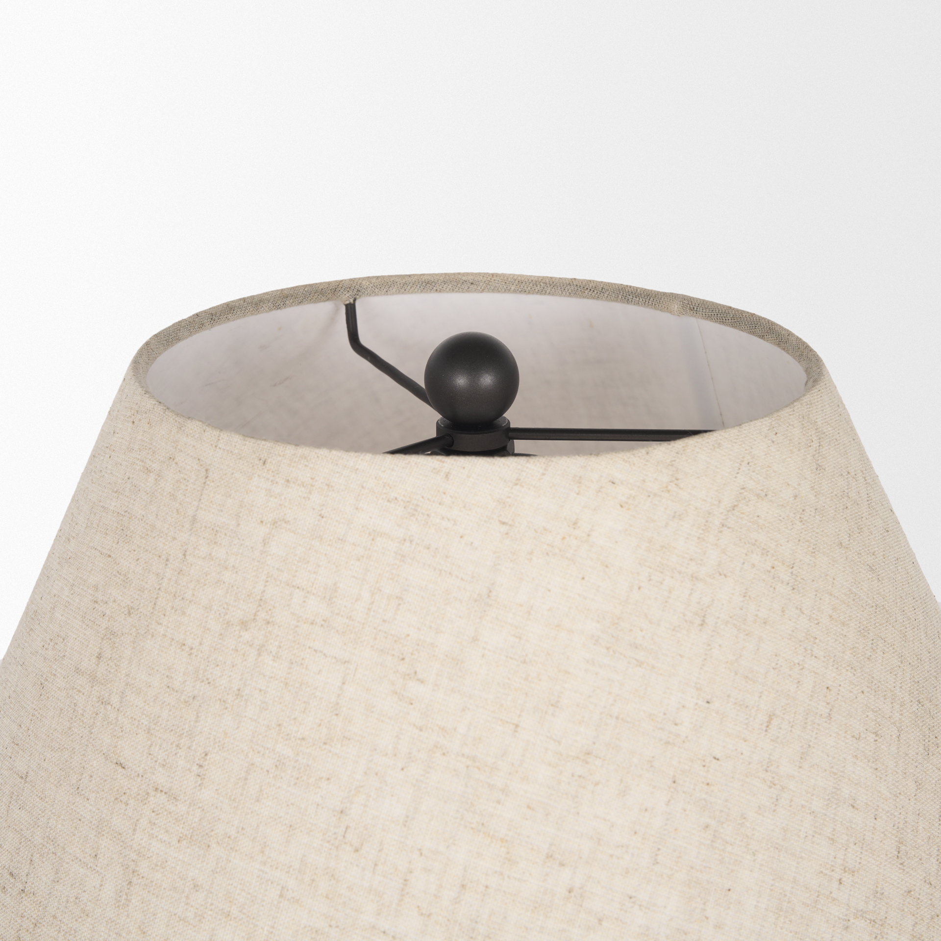 sadiyah black brushed metal w/ beige shade table lamp
