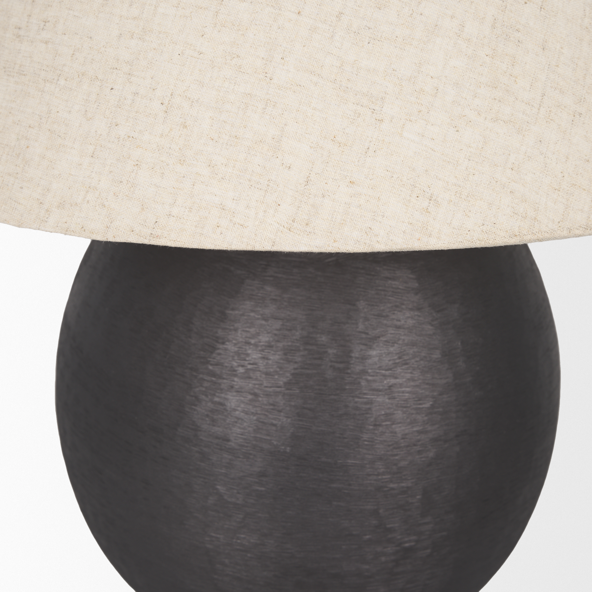 sadiyah black brushed metal w/ beige shade table lamp