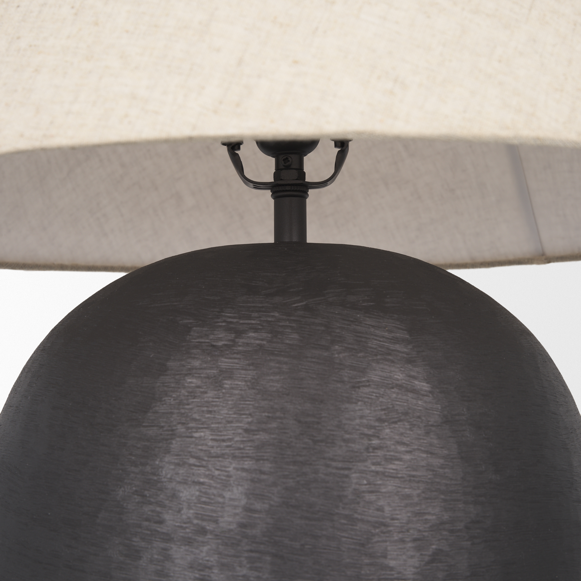 sadiyah black brushed metal w/ beige shade table lamp