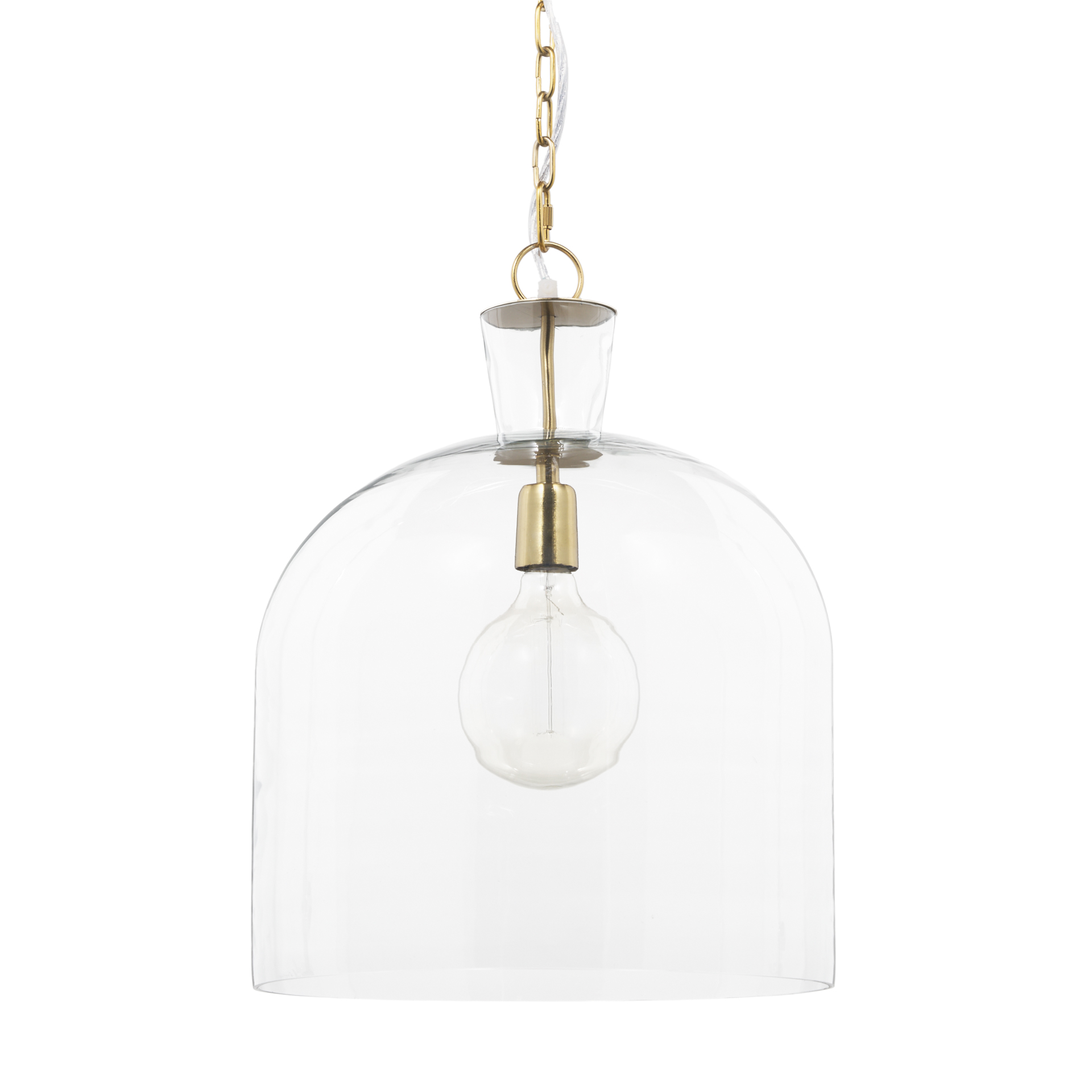 sadah large clear blown glass w/ gold metal pendant light