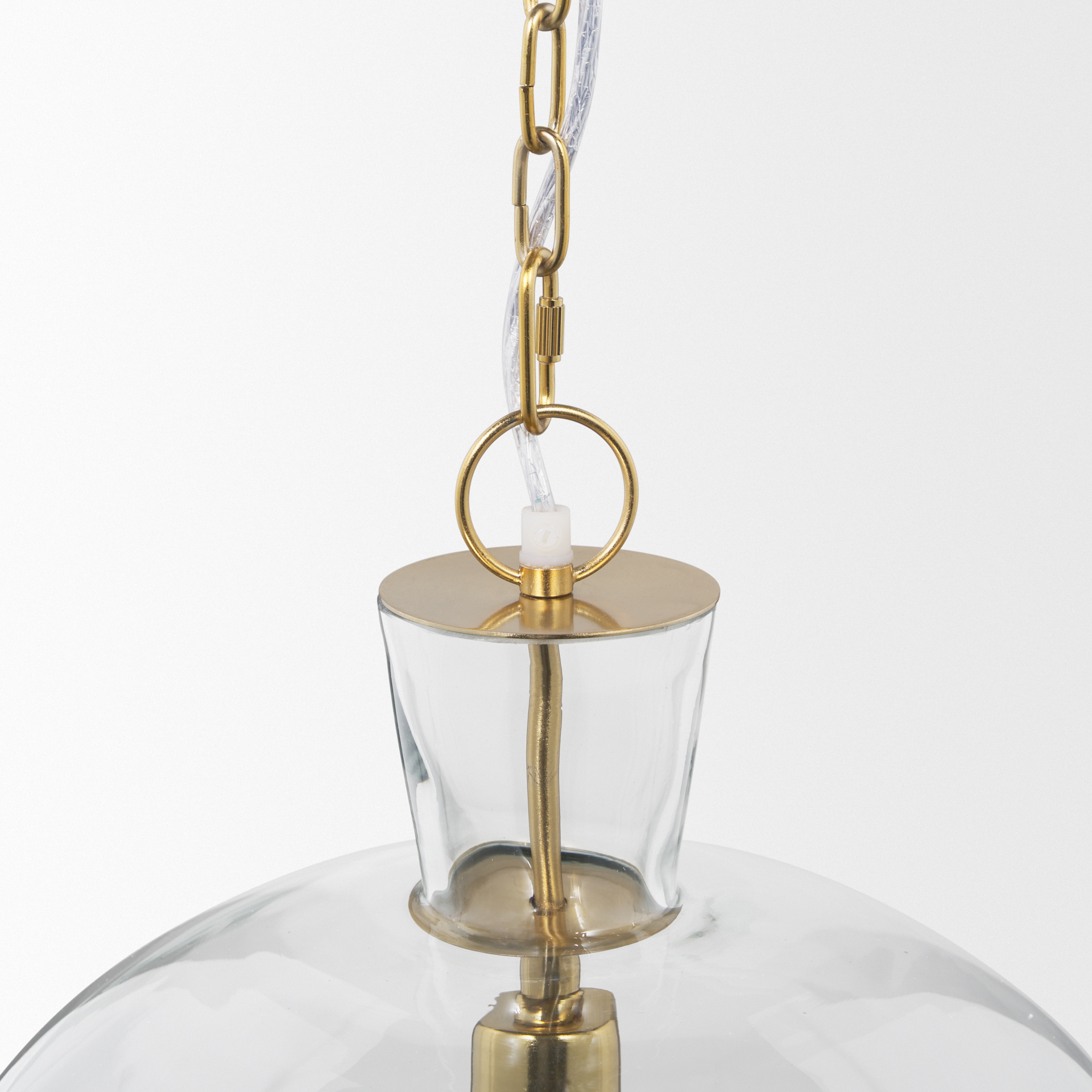 sadah large clear blown glass w/ gold metal pendant light