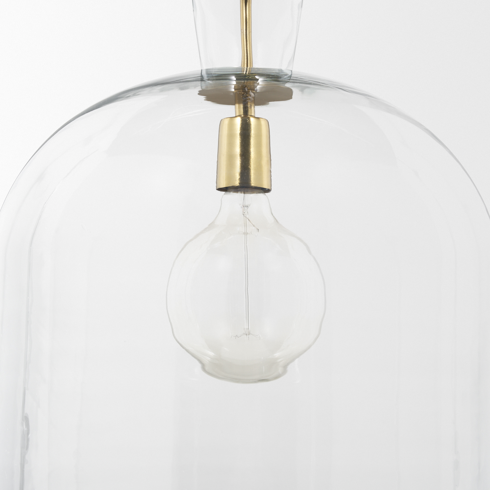 sadah large clear blown glass w/ gold metal pendant light