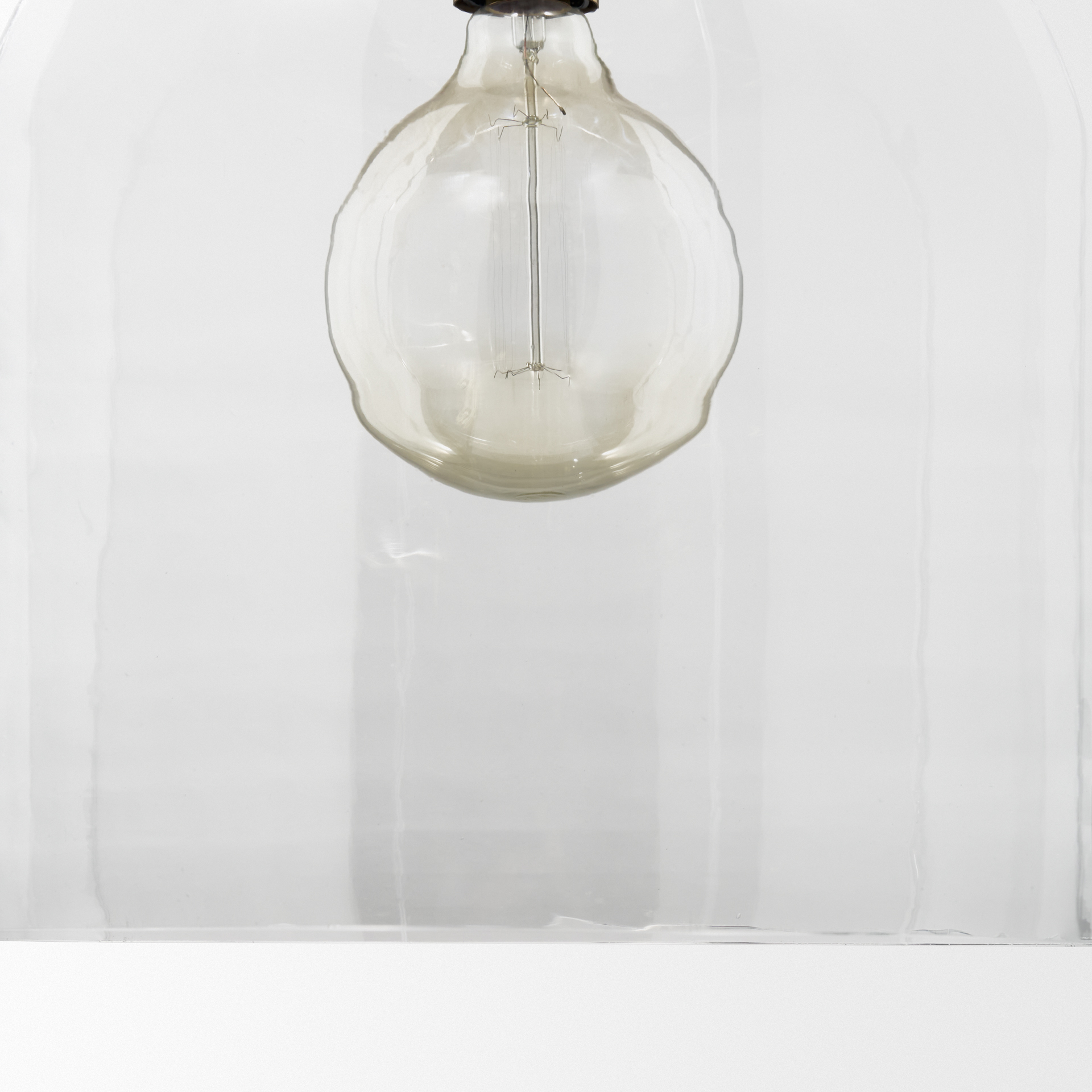 sadah large clear blown glass w/ gold metal pendant light