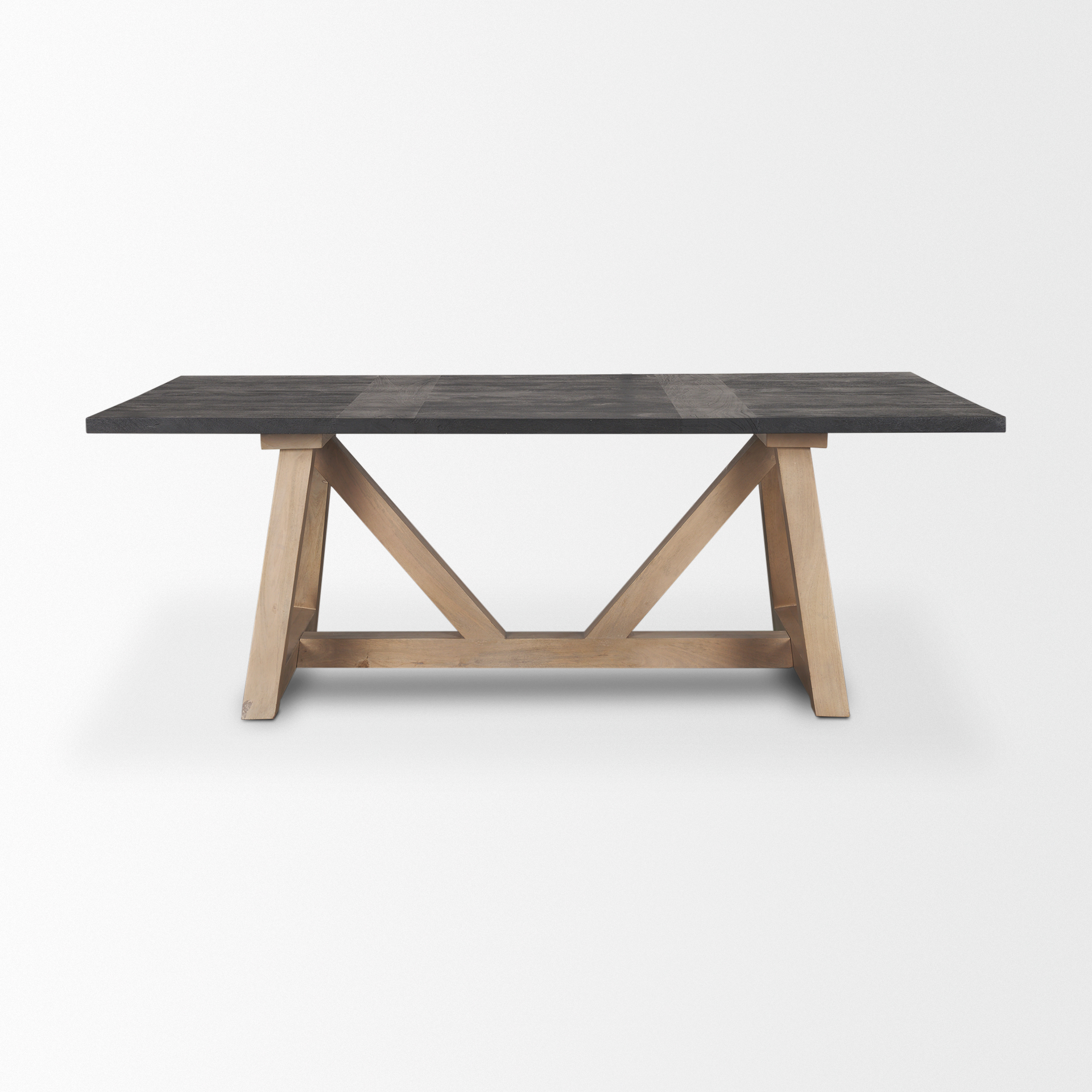 rialto rectangular two-tone black and brown solid wood dining table