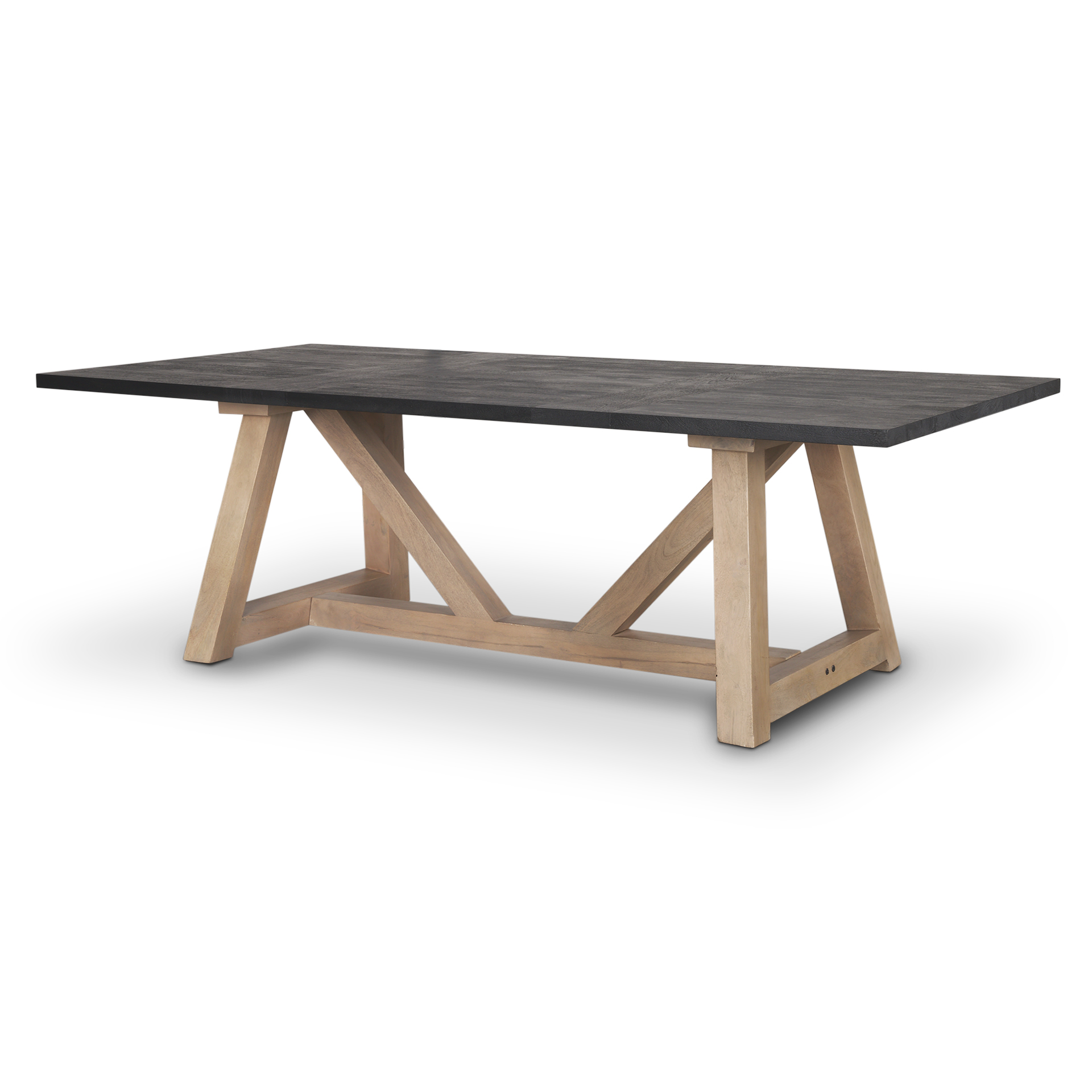 rialto rectangular two-tone black and brown solid wood dining table