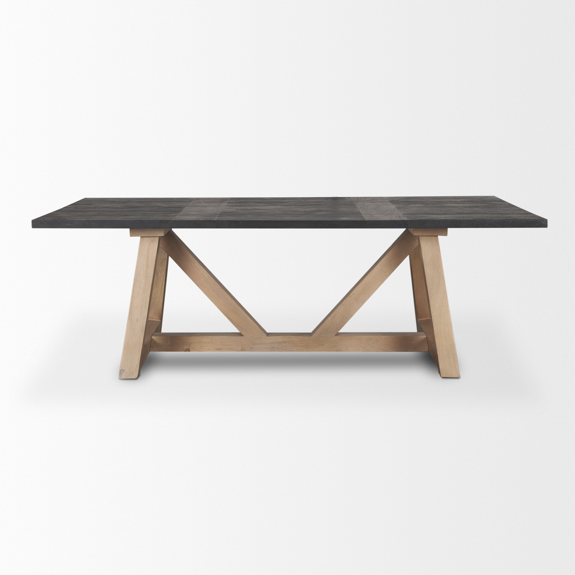 rialto rectangular two-tone black and brown solid wood dining table