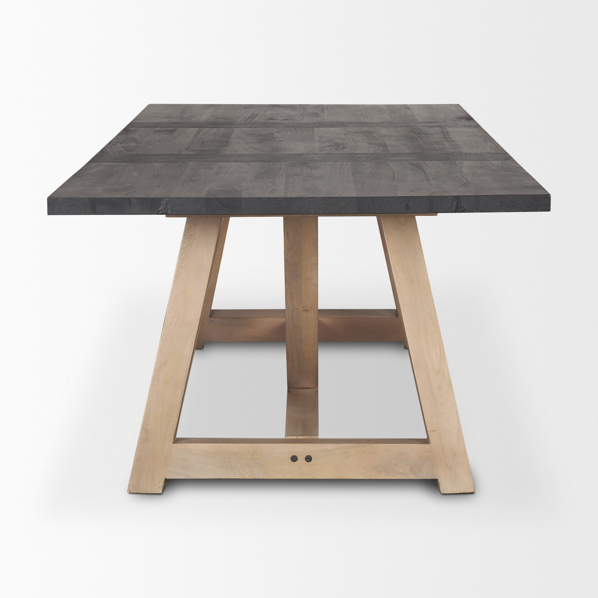 rialto rectangular two-tone black and brown solid wood dining table