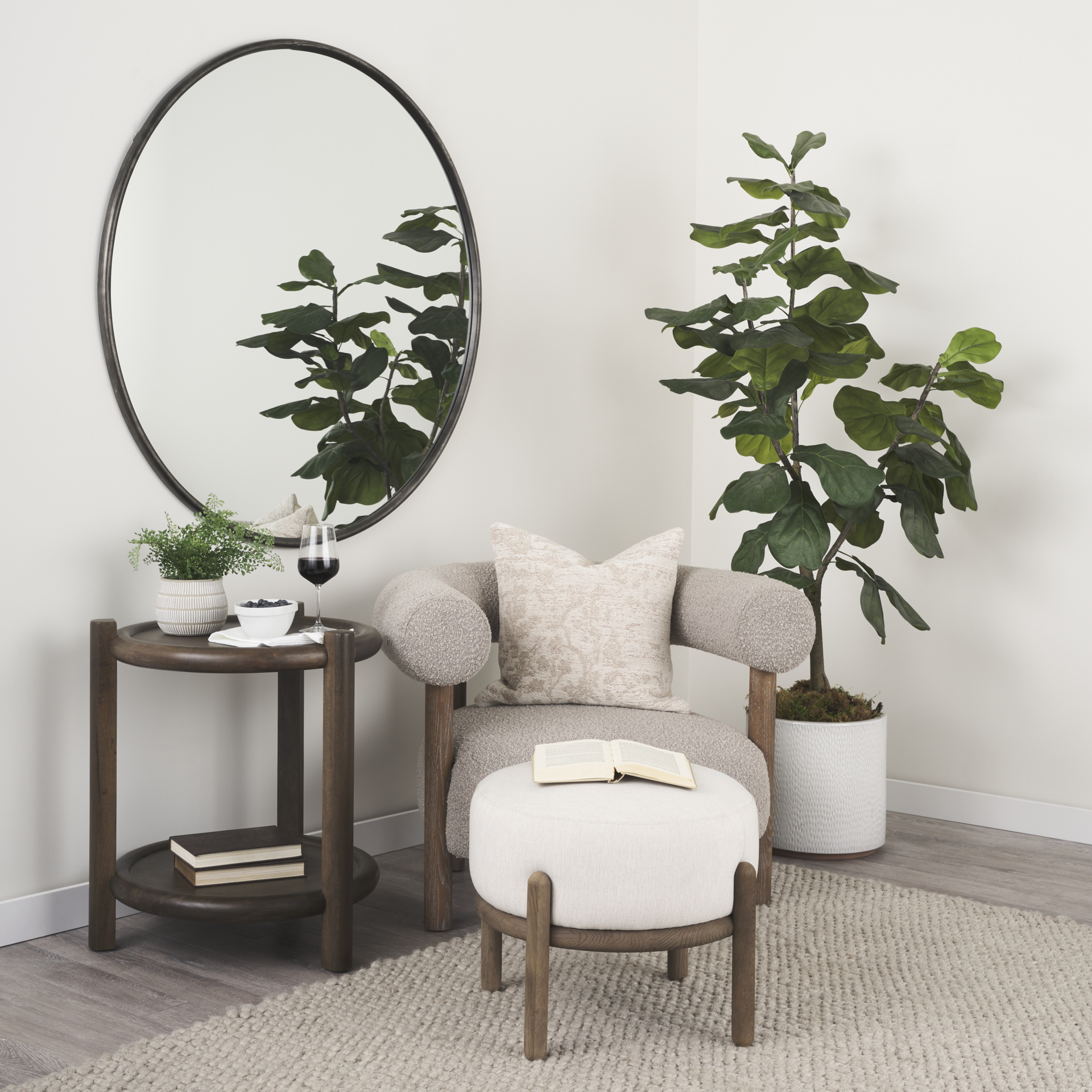 Romi Dark Brown Wood w/ Bottom Shelf Round Accent Table