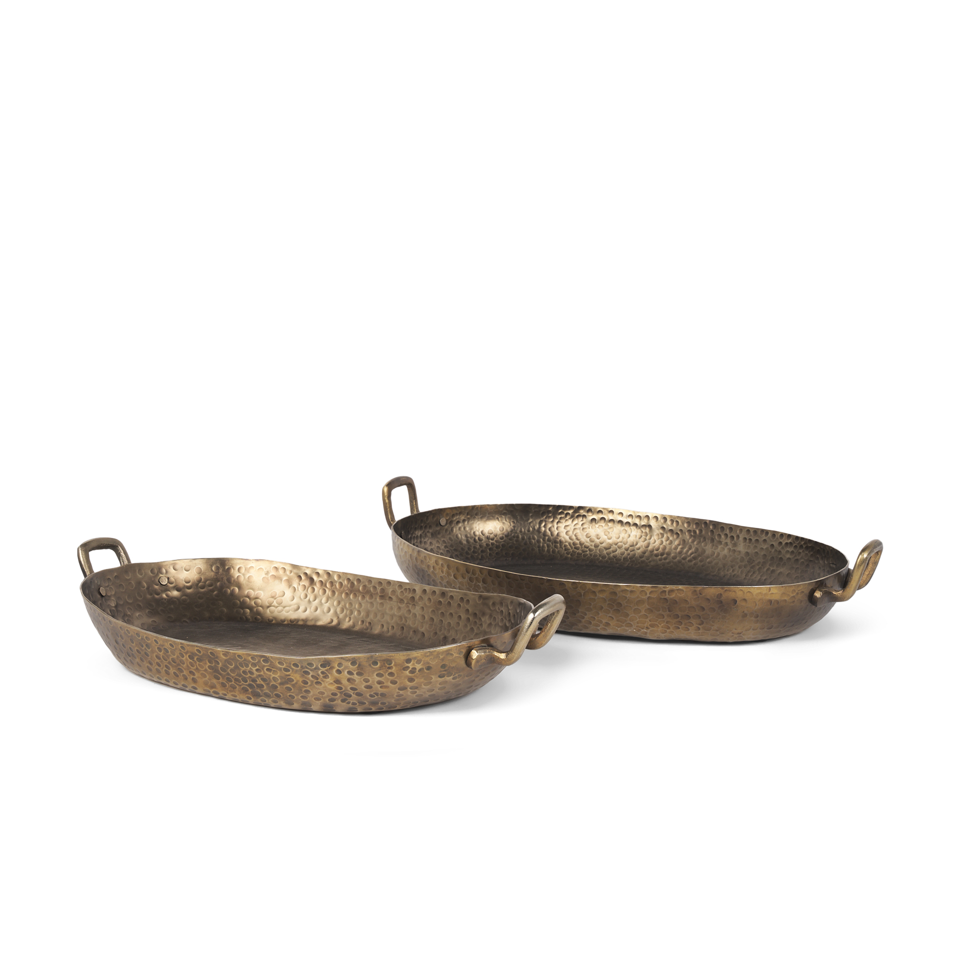 pama hammered gold metal decorative trays (set of 2)