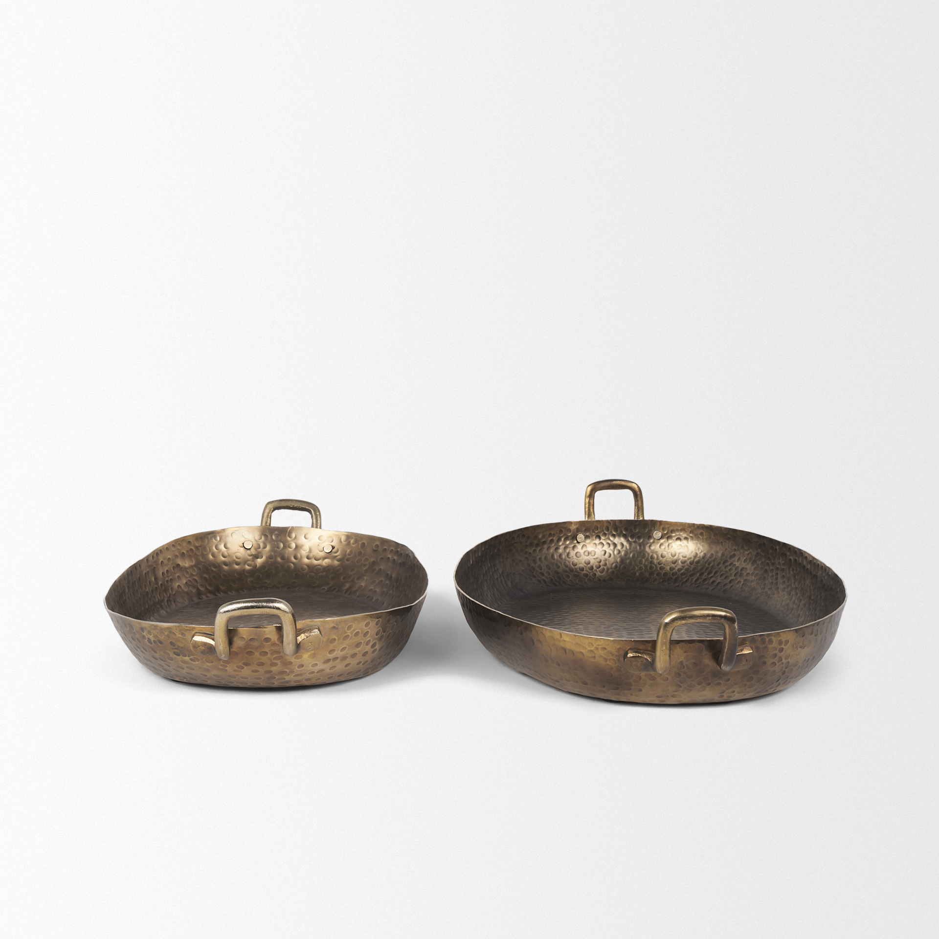 pama hammered gold metal decorative trays (set of 2)